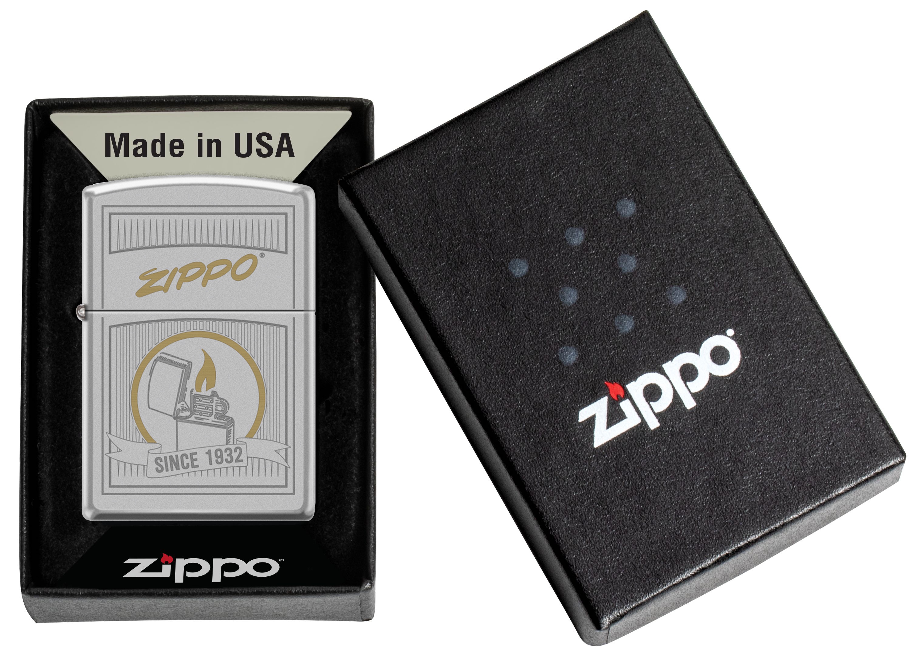 Front shot of Zippo Bejeweled Beetle Design High Polish Brass Windproof Lighter standing at a 3/4 angle.