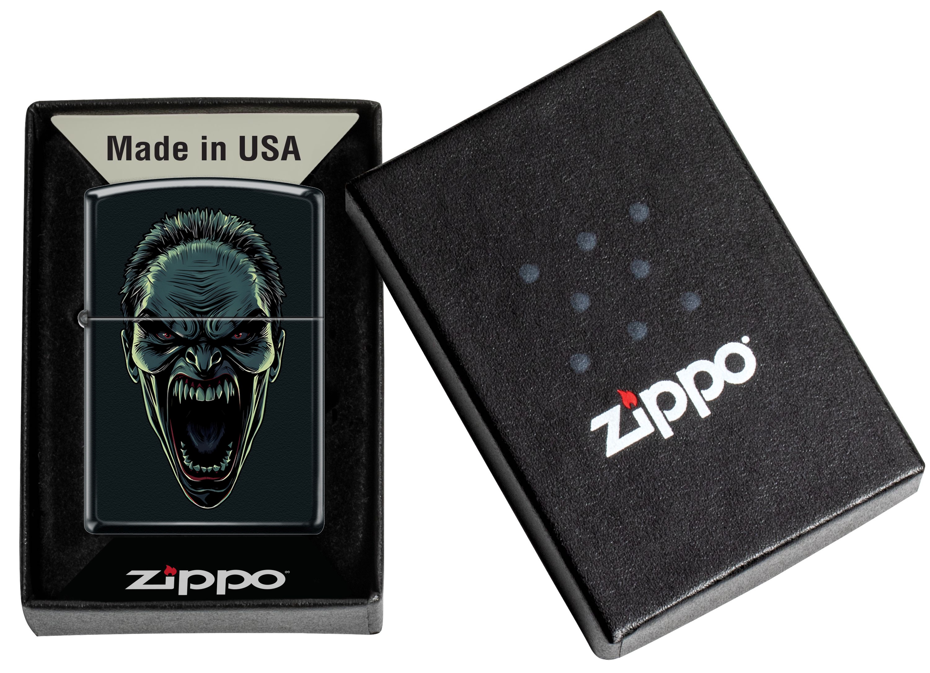Front shot of Zippo Bejeweled Beetle Design High Polish Brass Windproof Lighter standing at a 3/4 angle.