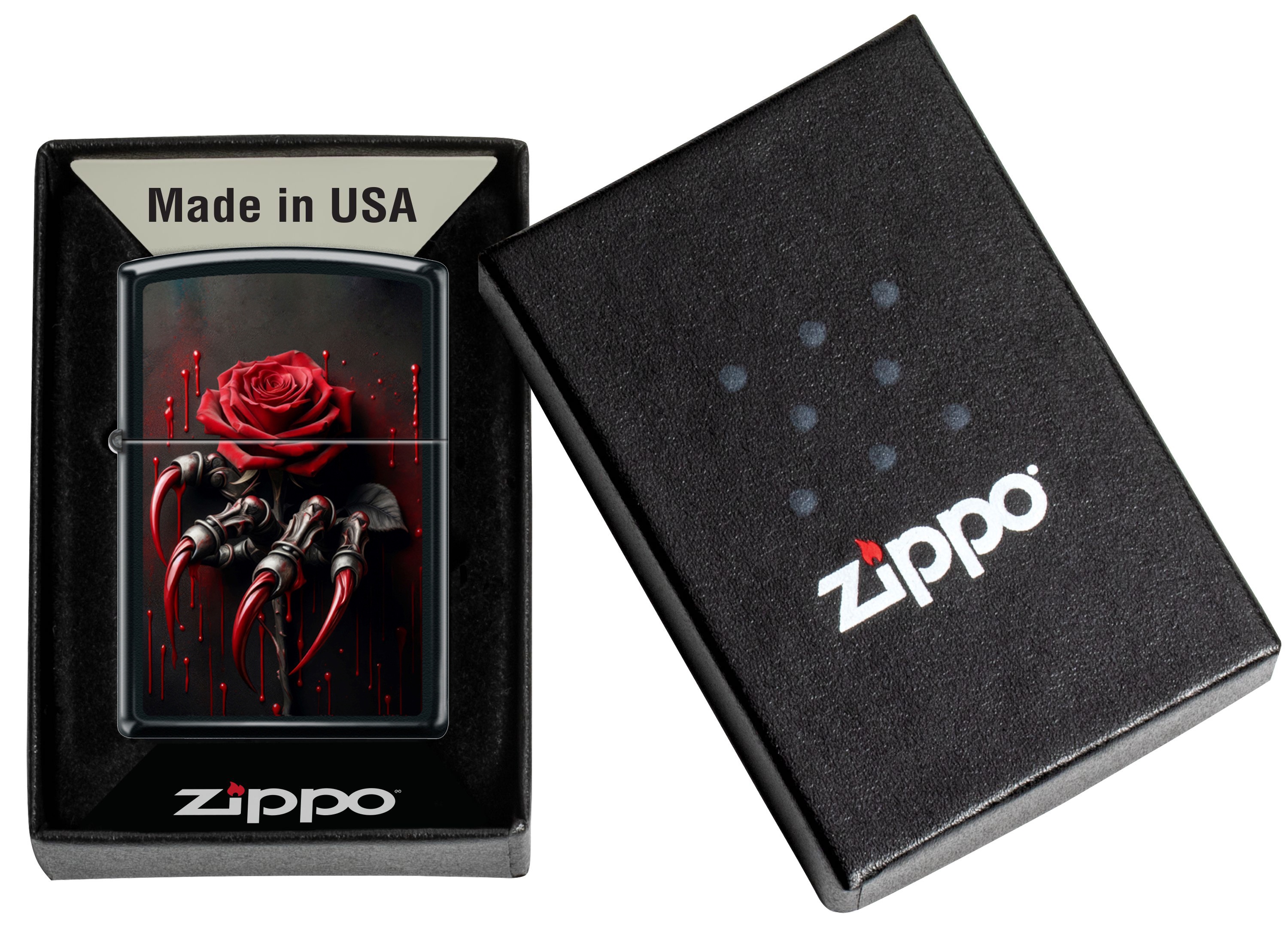 Front shot of Zippo Bejeweled Beetle Design High Polish Brass Windproof Lighter standing at a 3/4 angle.