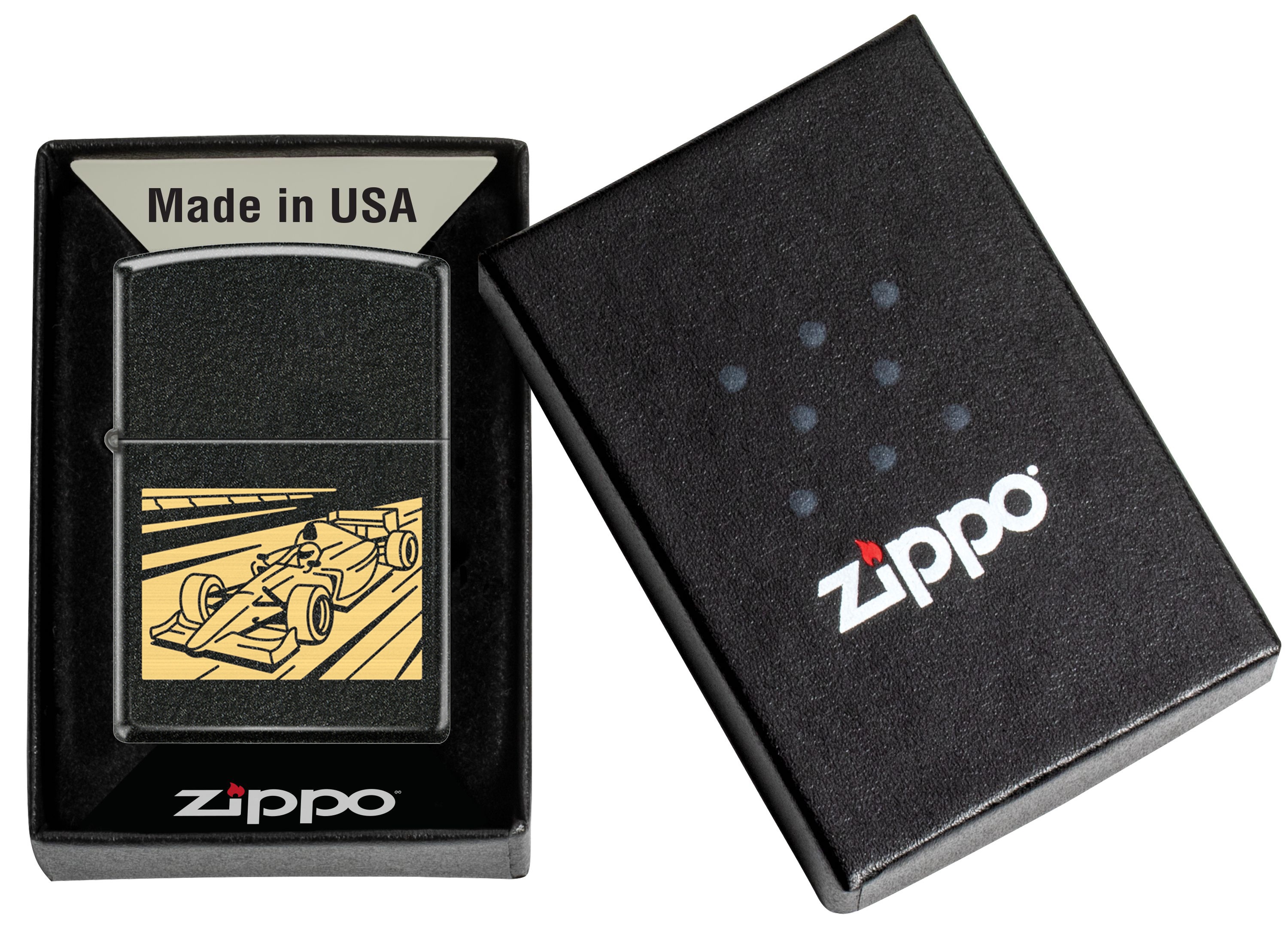Front shot of Zippo Bejeweled Beetle Design High Polish Brass Windproof Lighter standing at a 3/4 angle.