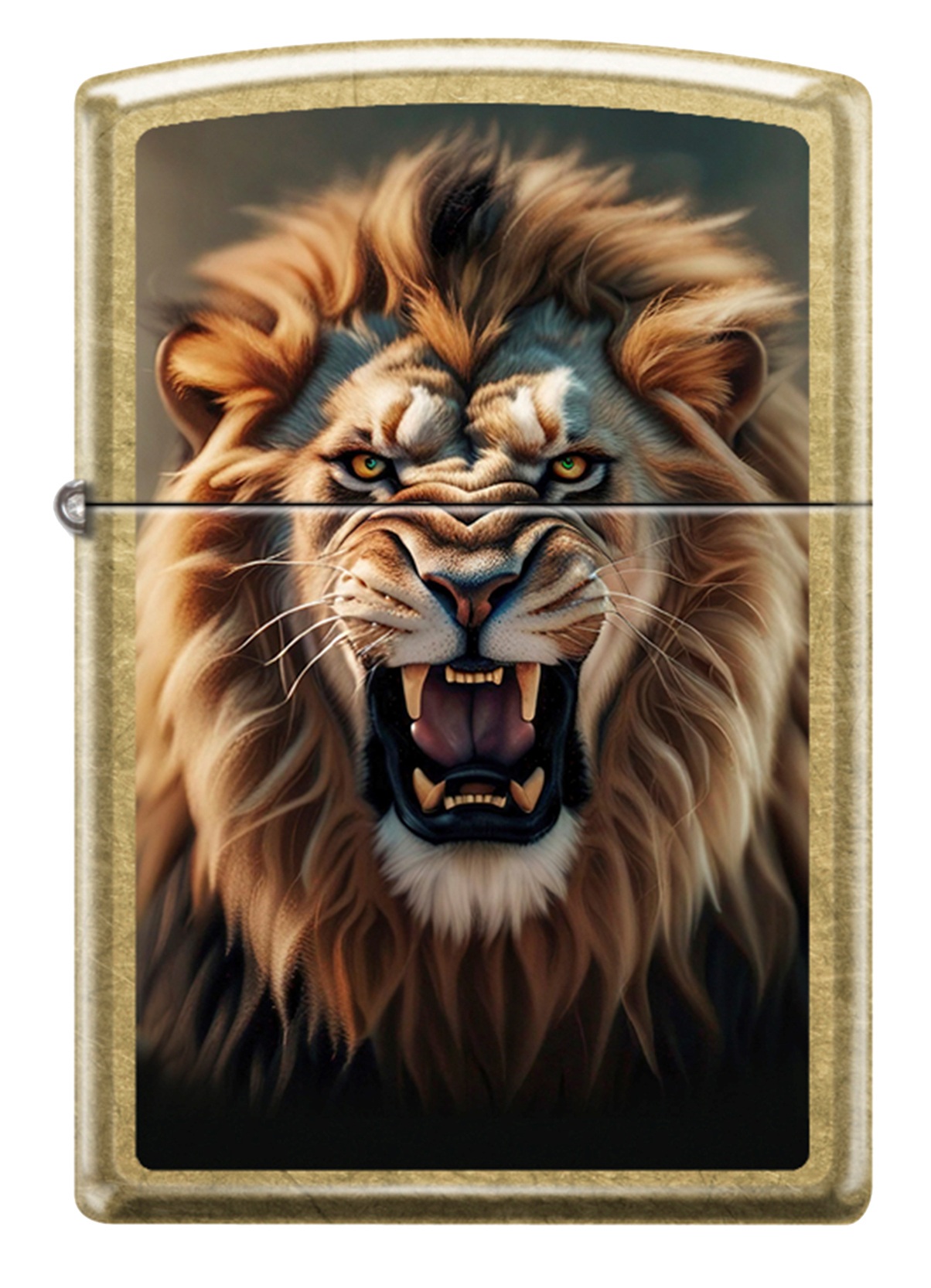 Front shot of Zippo Bejeweled Beetle Design High Polish Brass Windproof Lighter standing at a 3/4 angle.