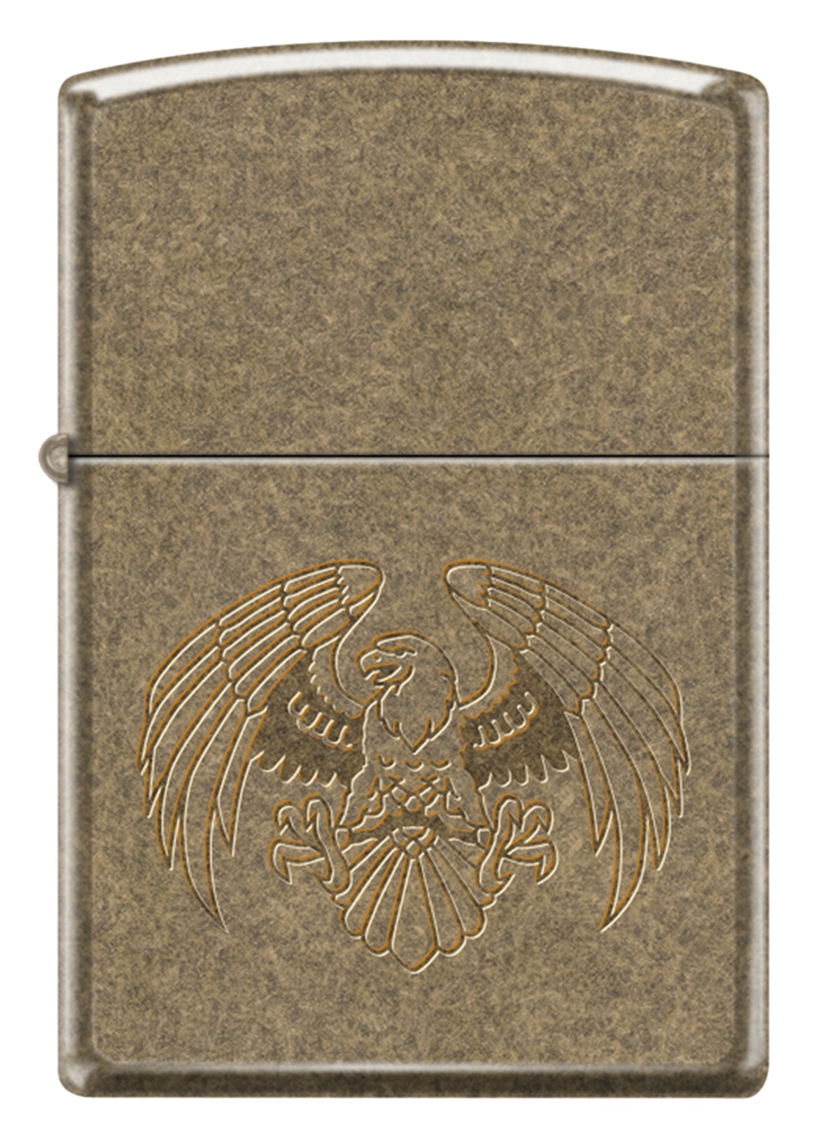 Front shot of Zippo Bejeweled Beetle Design High Polish Brass Windproof Lighter standing at a 3/4 angle.