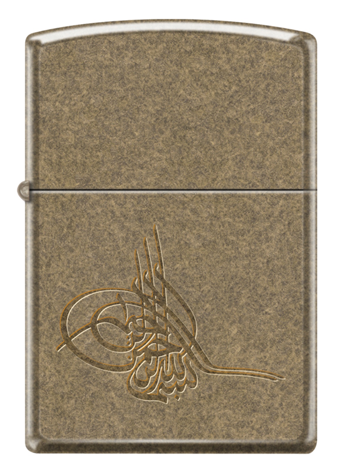 Front shot of Zippo Bejeweled Beetle Design High Polish Brass Windproof Lighter standing at a 3/4 angle.