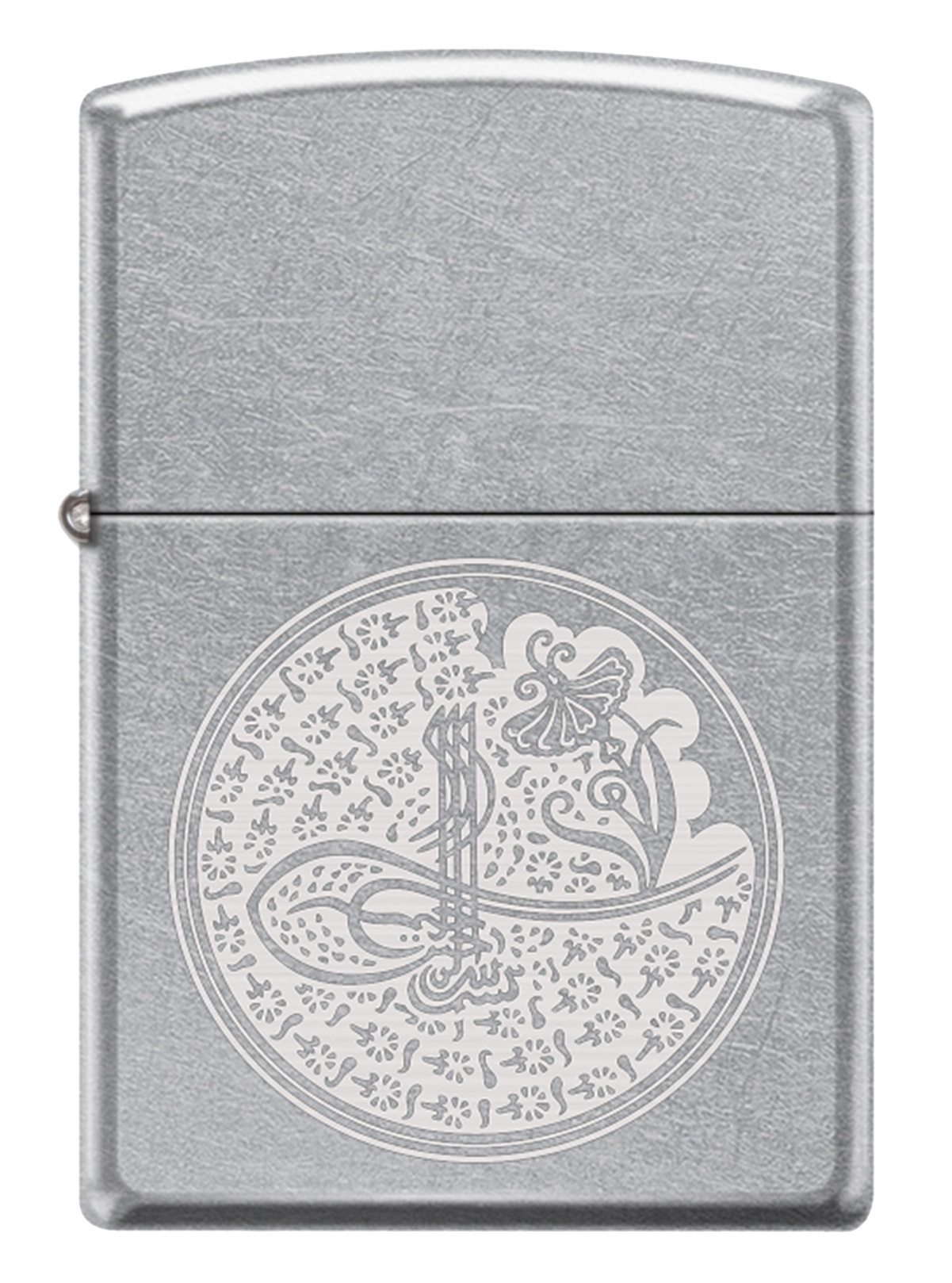 Front shot of Zippo Bejeweled Beetle Design High Polish Brass Windproof Lighter standing at a 3/4 angle.