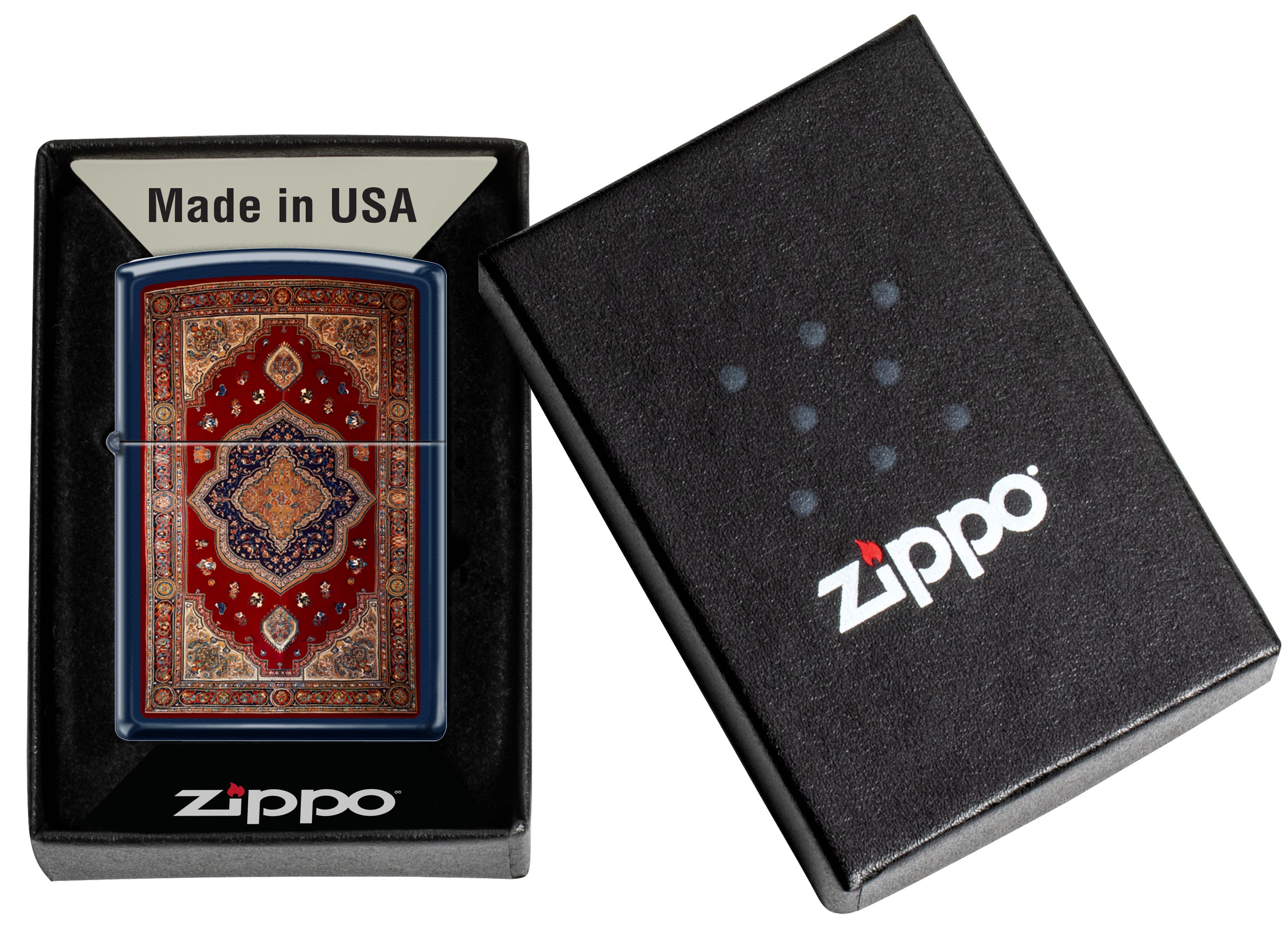 Front shot of Zippo Bejeweled Beetle Design High Polish Brass Windproof Lighter standing at a 3/4 angle.