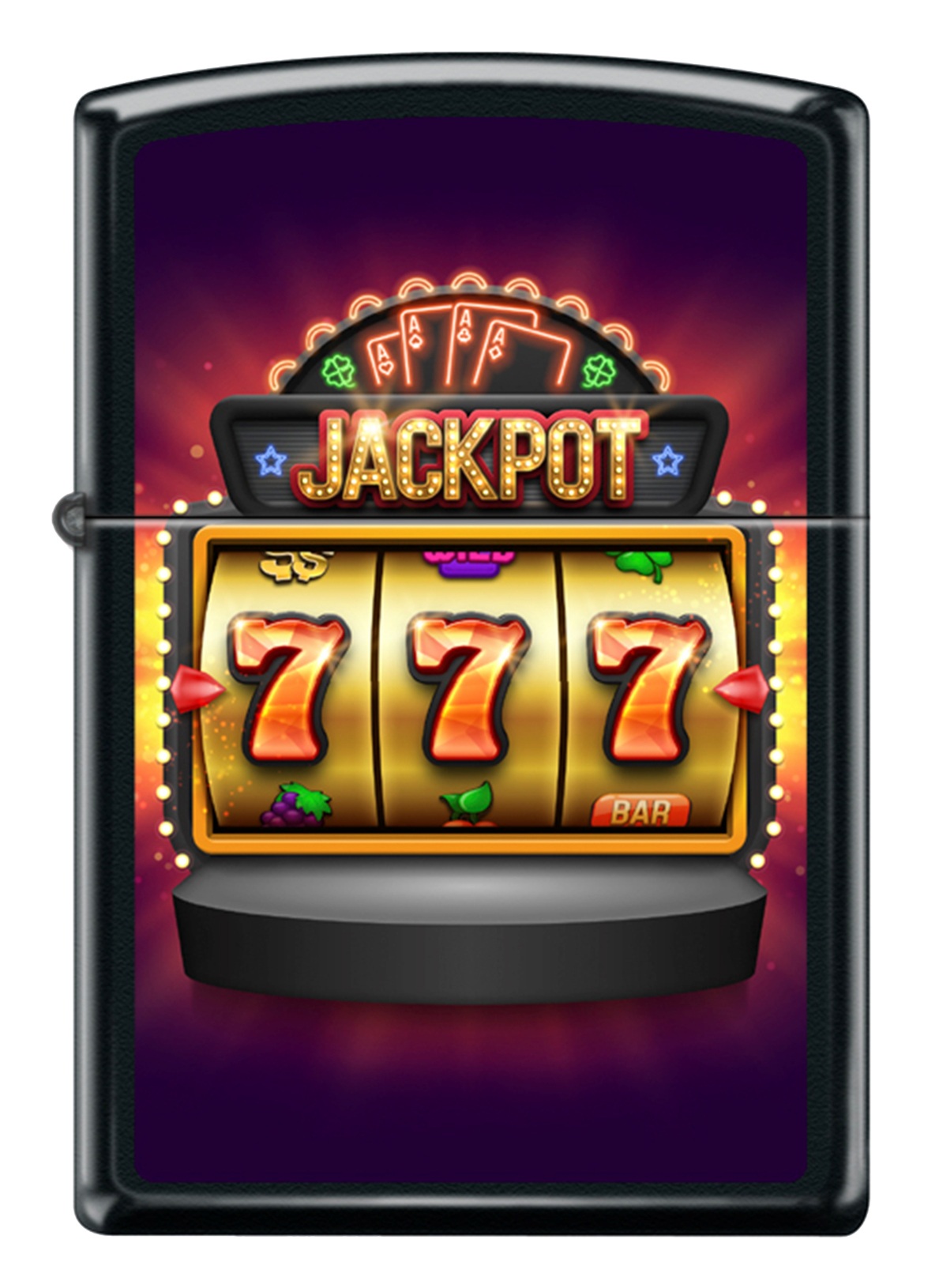 Front shot of Zippo Bejeweled Beetle Design High Polish Brass Windproof Lighter standing at a 3/4 angle.