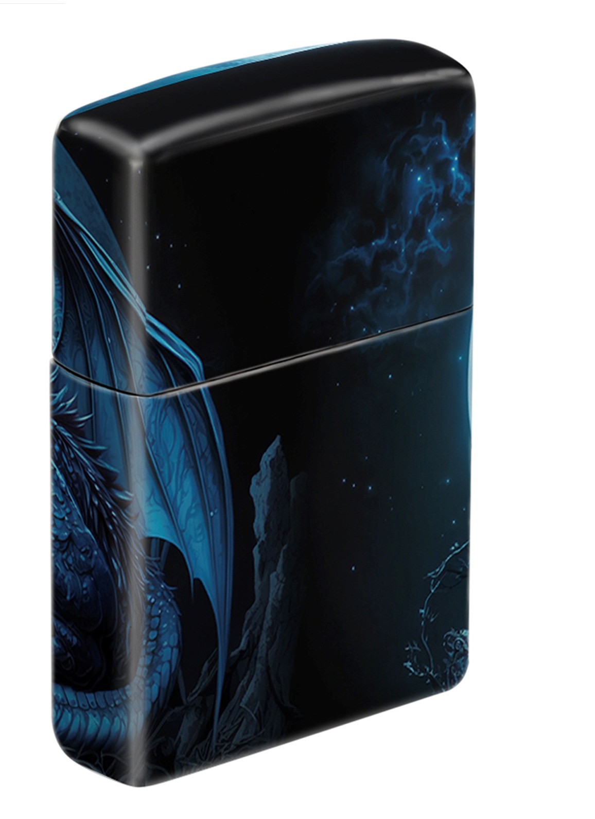 Front shot of Zippo Bejeweled Beetle Design High Polish Brass Windproof Lighter standing at a 3/4 angle.