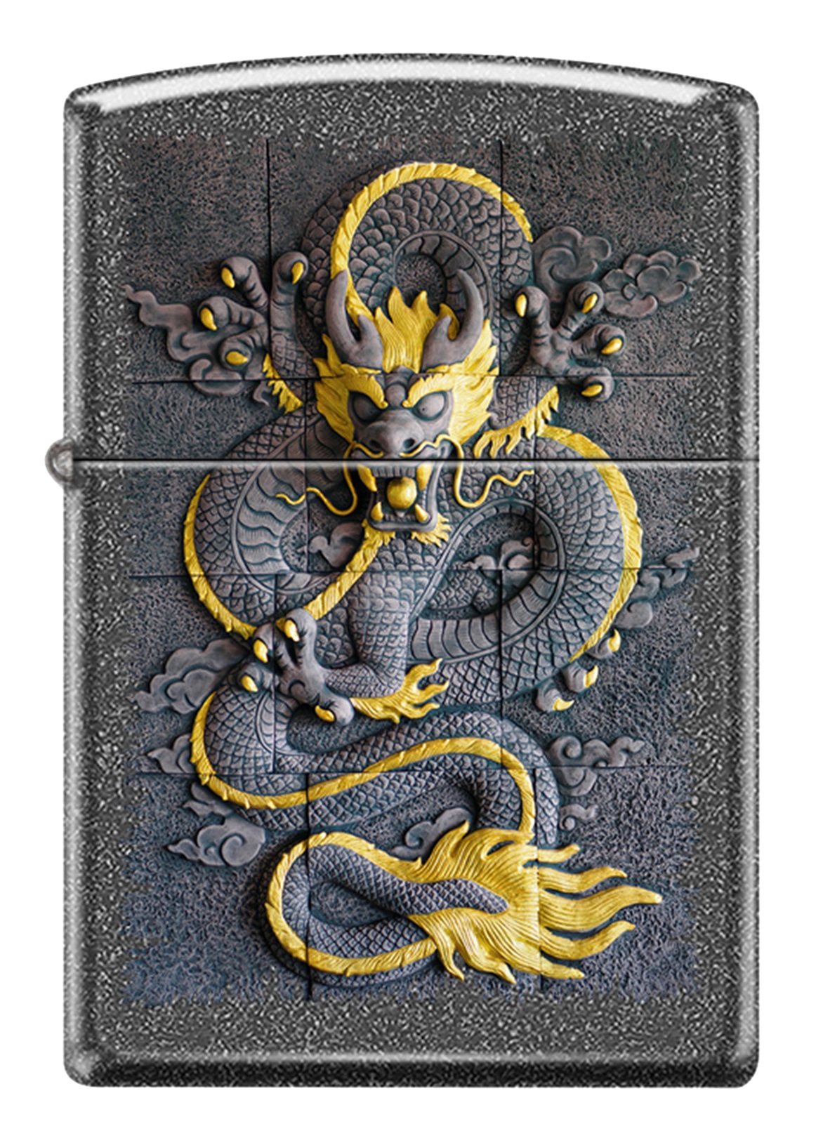 Front shot of Zippo Bejeweled Beetle Design High Polish Brass Windproof Lighter standing at a 3/4 angle.