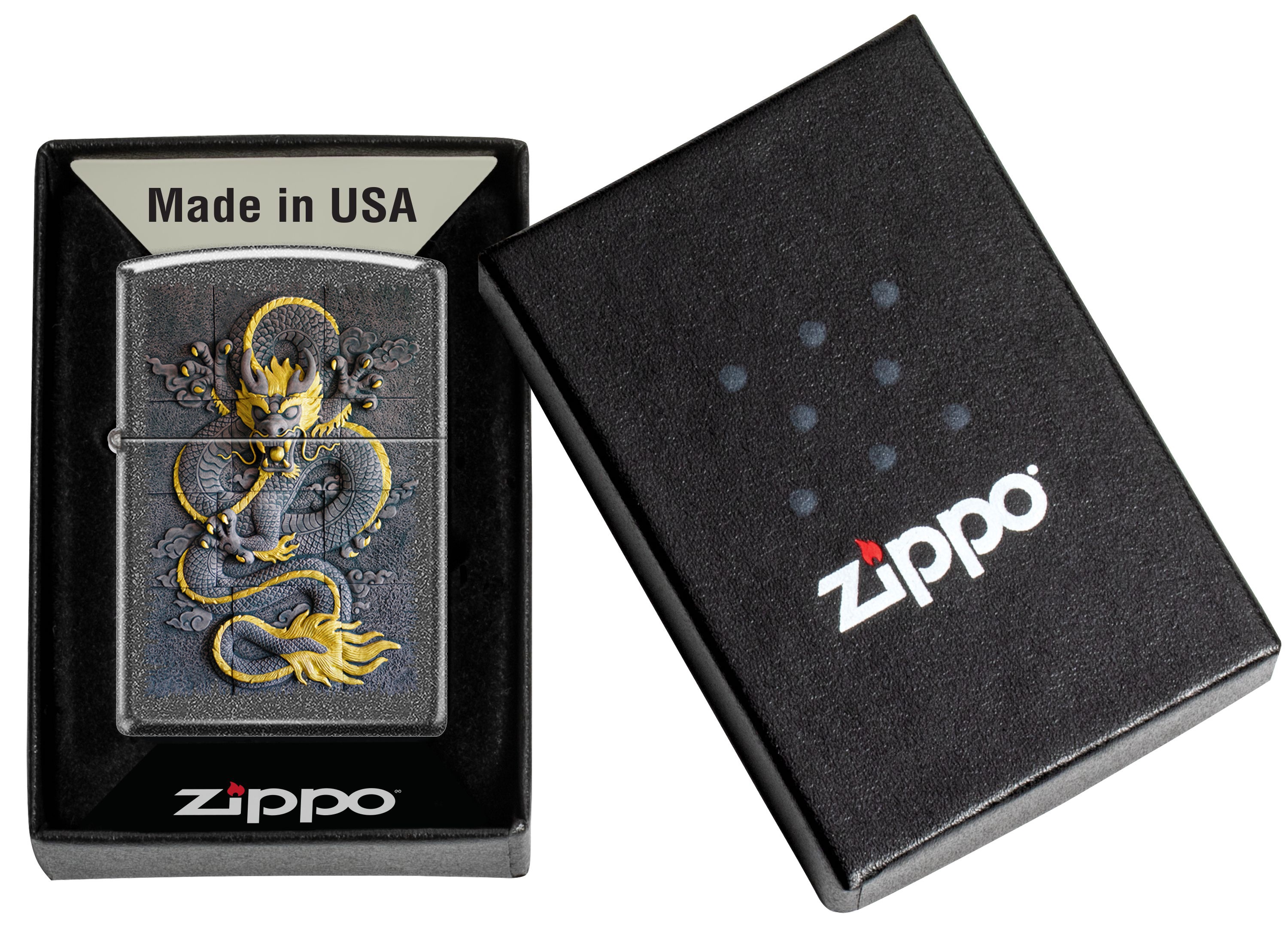 Front shot of Zippo Bejeweled Beetle Design High Polish Brass Windproof Lighter standing at a 3/4 angle.