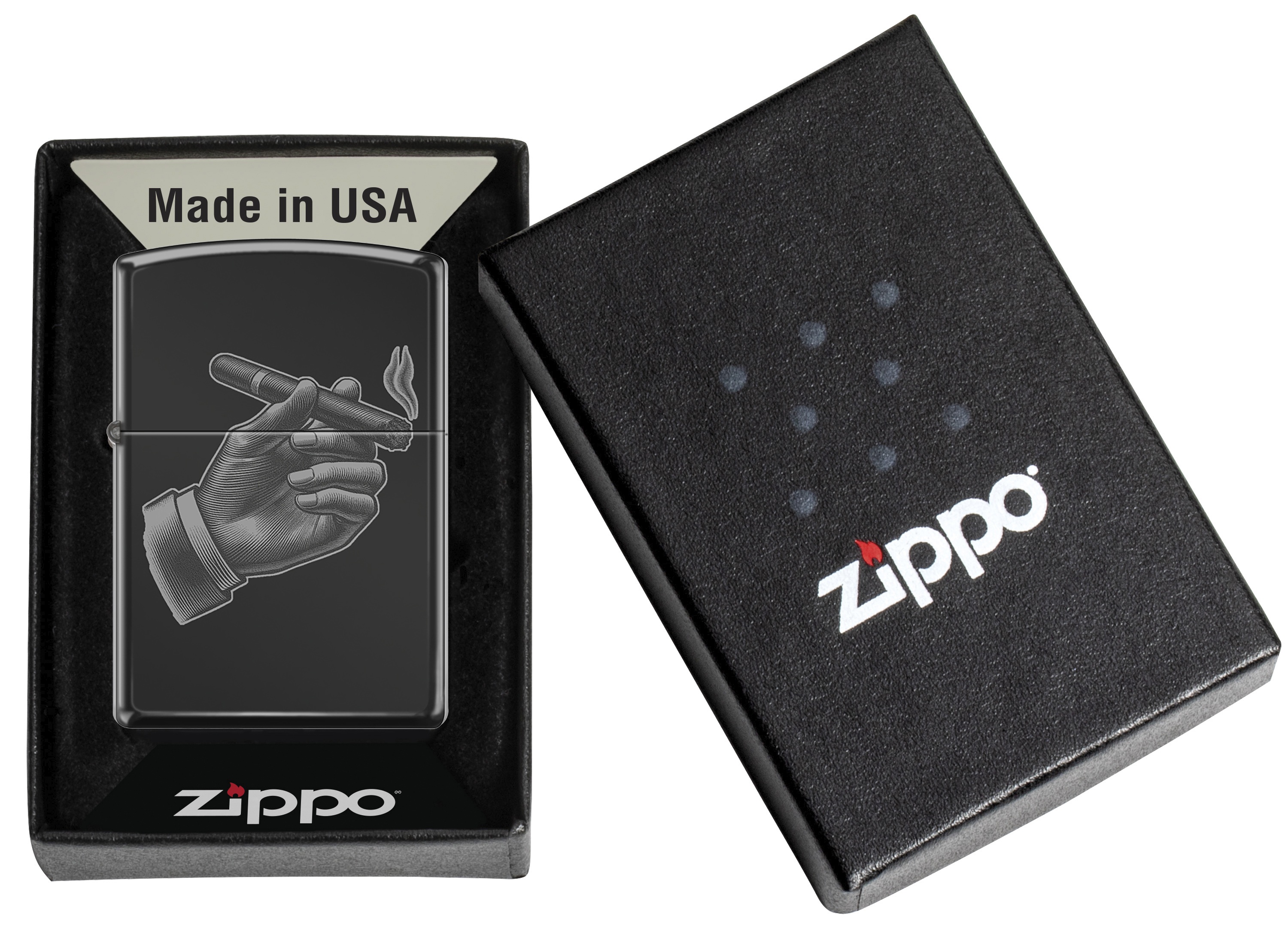 Front shot of Zippo Bejeweled Beetle Design High Polish Brass Windproof Lighter standing at a 3/4 angle.