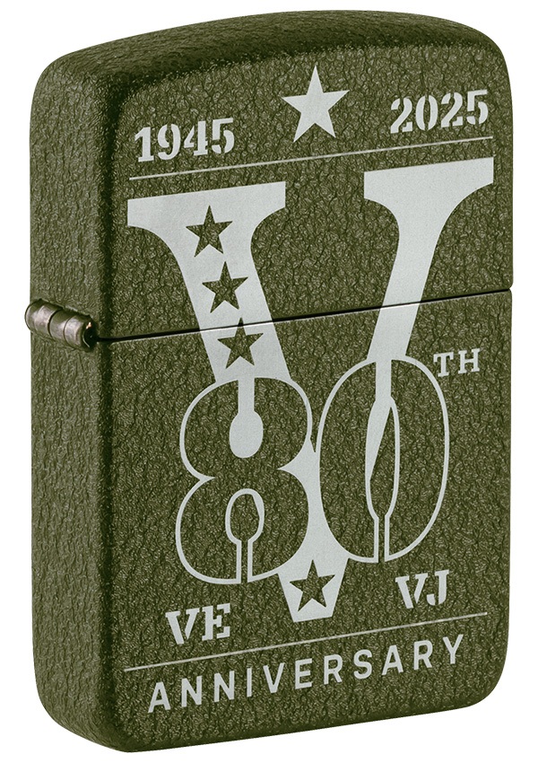 Front shot of Zippo Bejeweled Beetle Design High Polish Brass Windproof Lighter standing at a 3/4 angle.