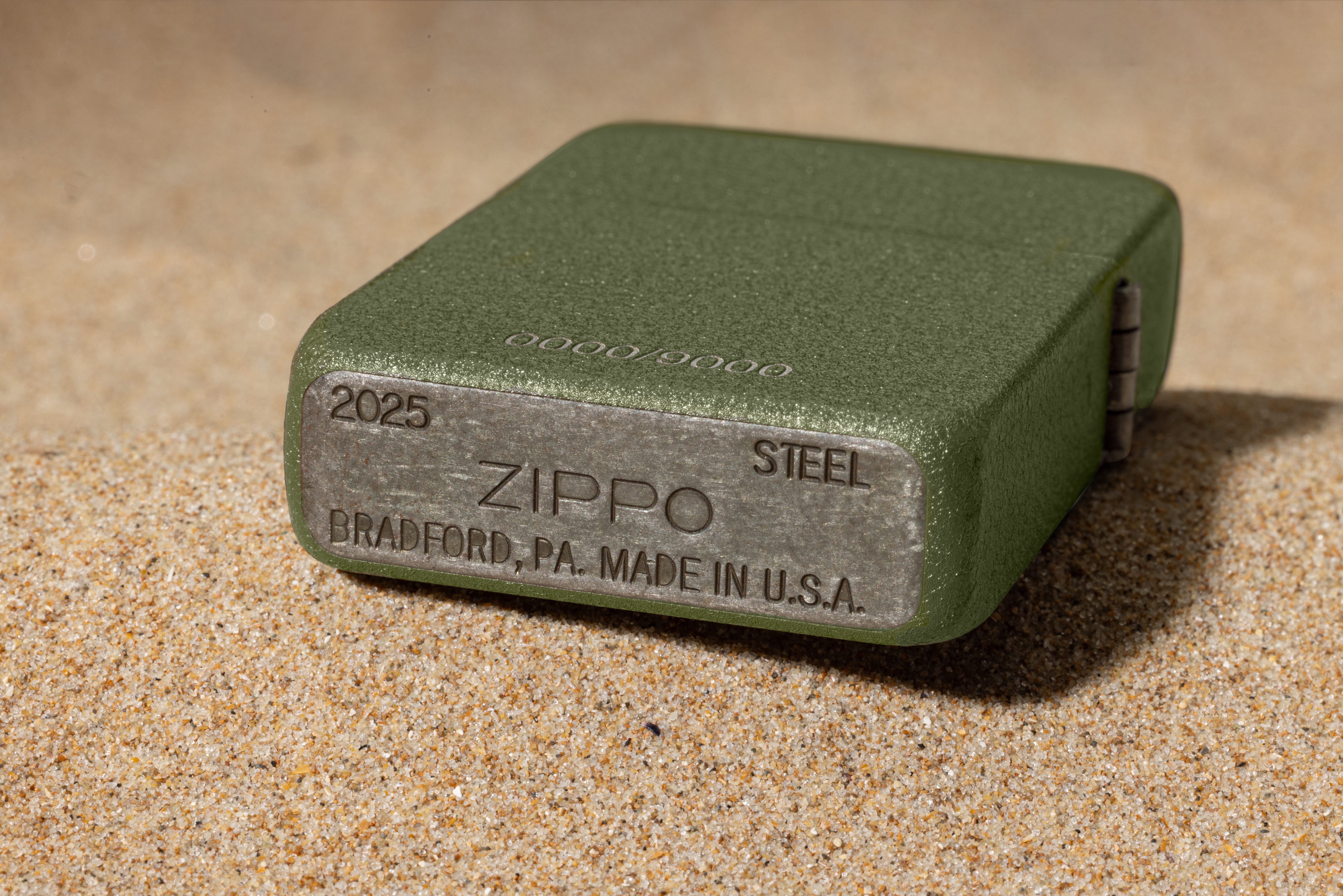 Front shot of Zippo Bejeweled Beetle Design High Polish Brass Windproof Lighter standing at a 3/4 angle.