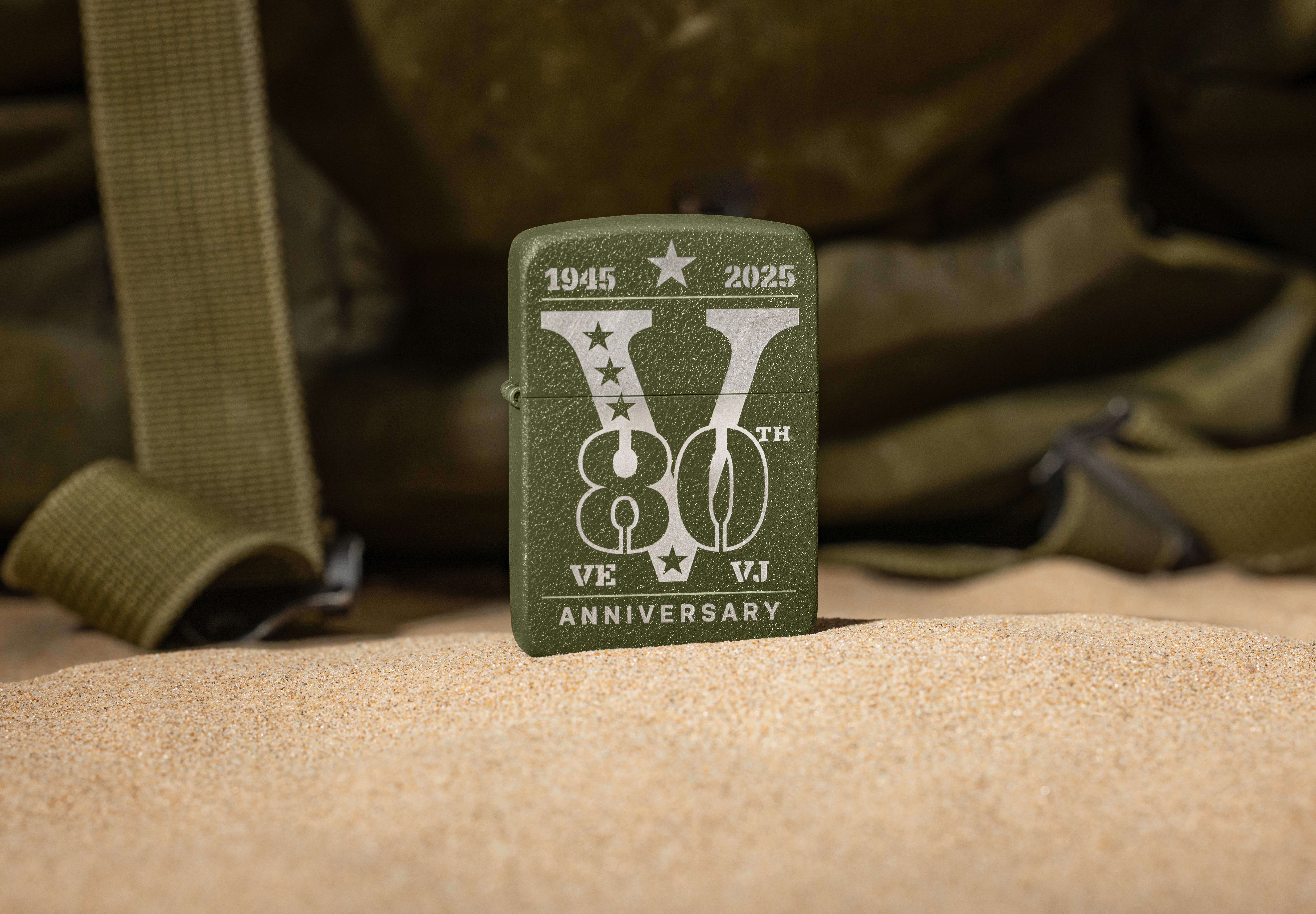 Front shot of Zippo Bejeweled Beetle Design High Polish Brass Windproof Lighter standing at a 3/4 angle.