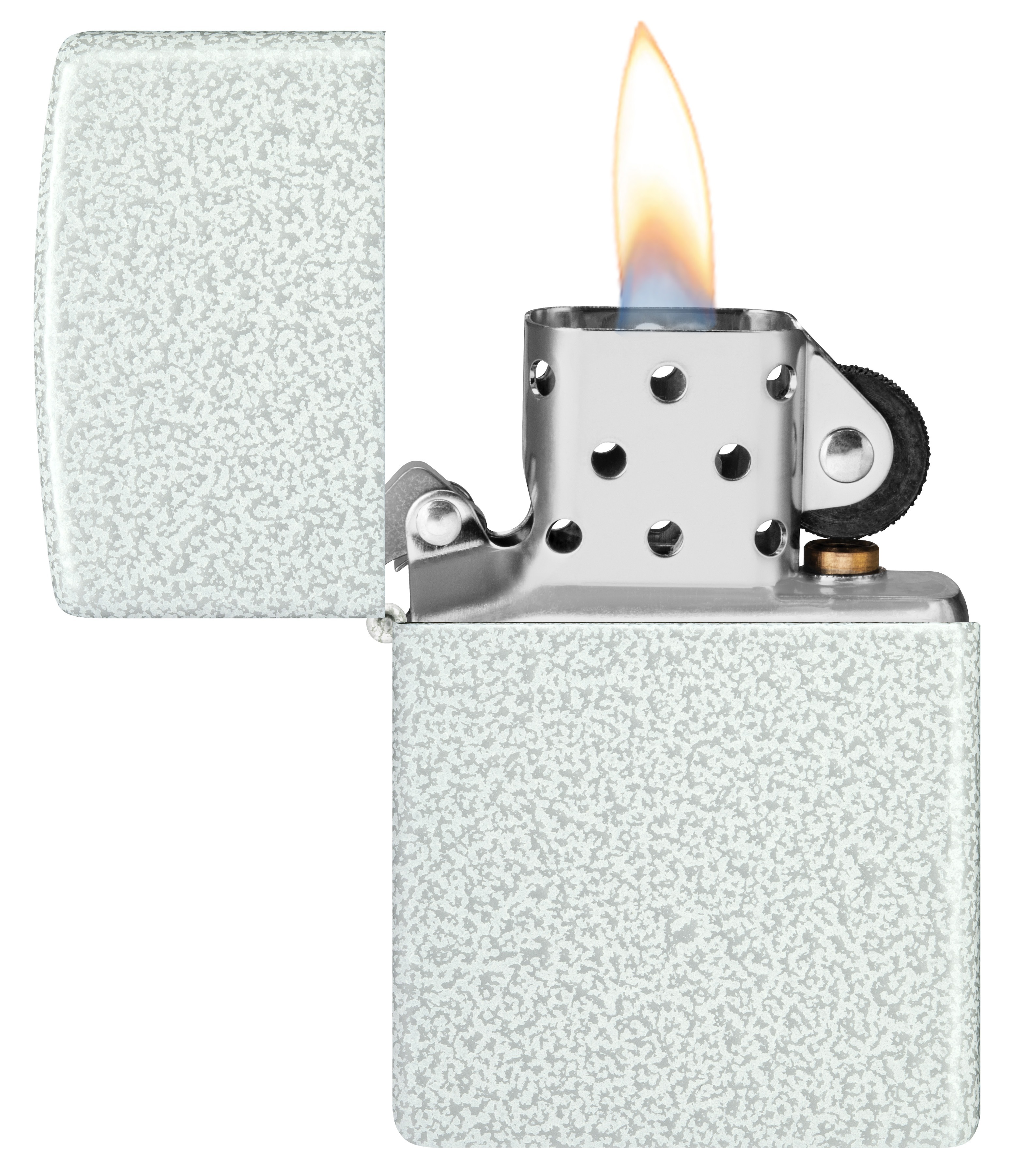 Front shot of Zippo Bejeweled Beetle Design High Polish Brass Windproof Lighter standing at a 3/4 angle.