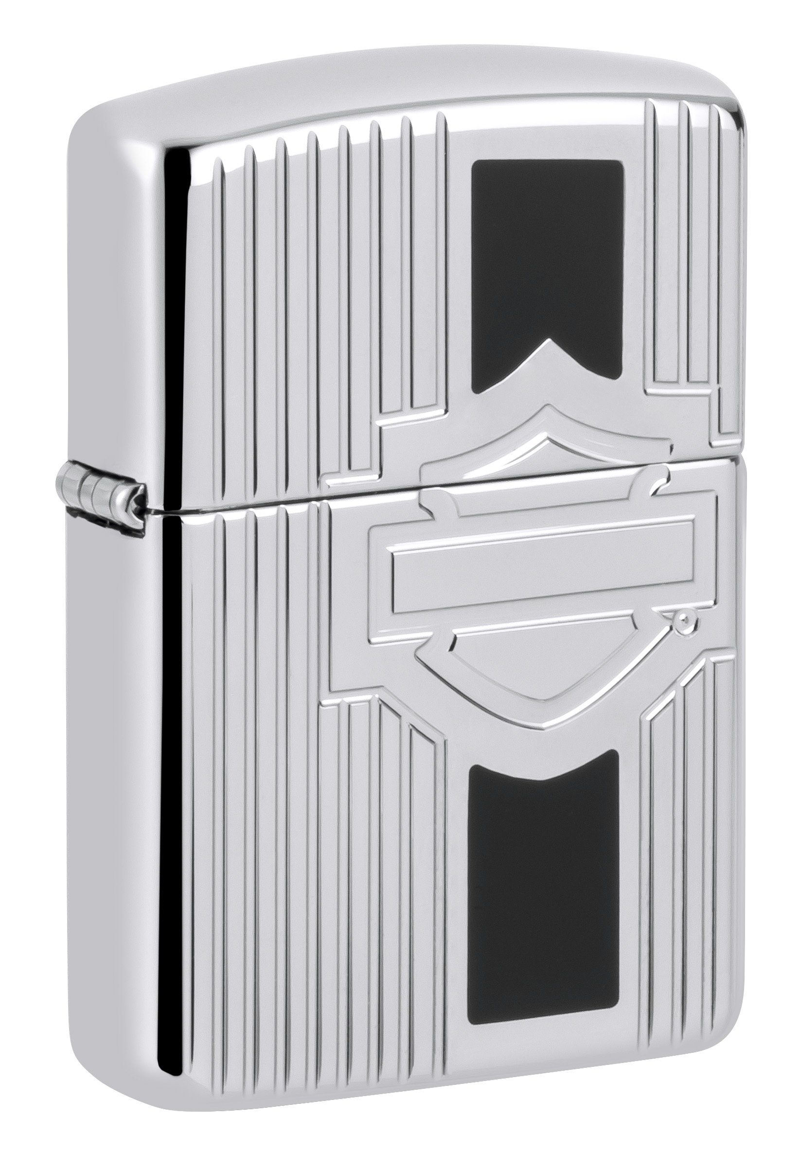 Front shot of Zippo Bejeweled Beetle Design High Polish Brass Windproof Lighter standing at a 3/4 angle.