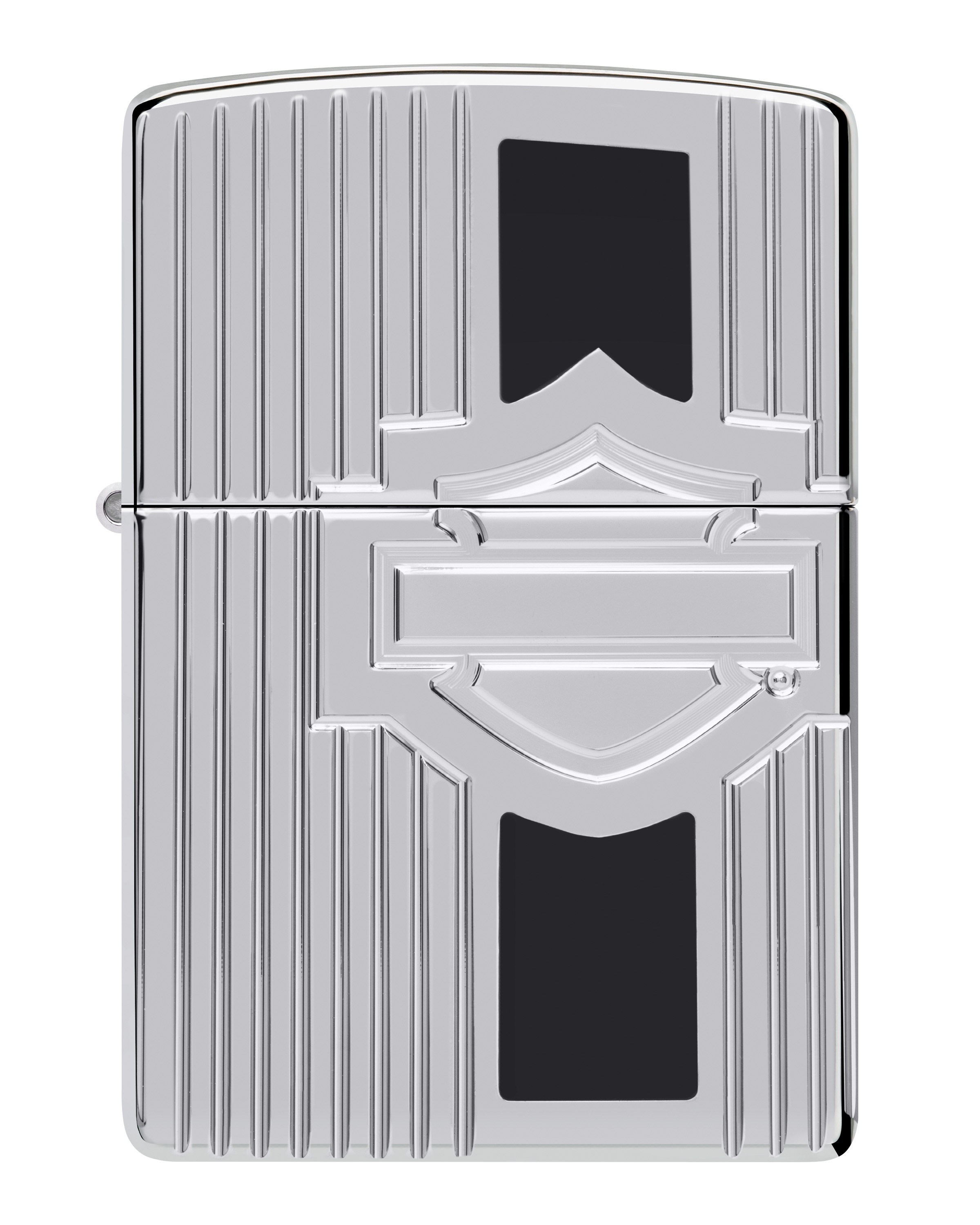 Front shot of Zippo Bejeweled Beetle Design High Polish Brass Windproof Lighter standing at a 3/4 angle.