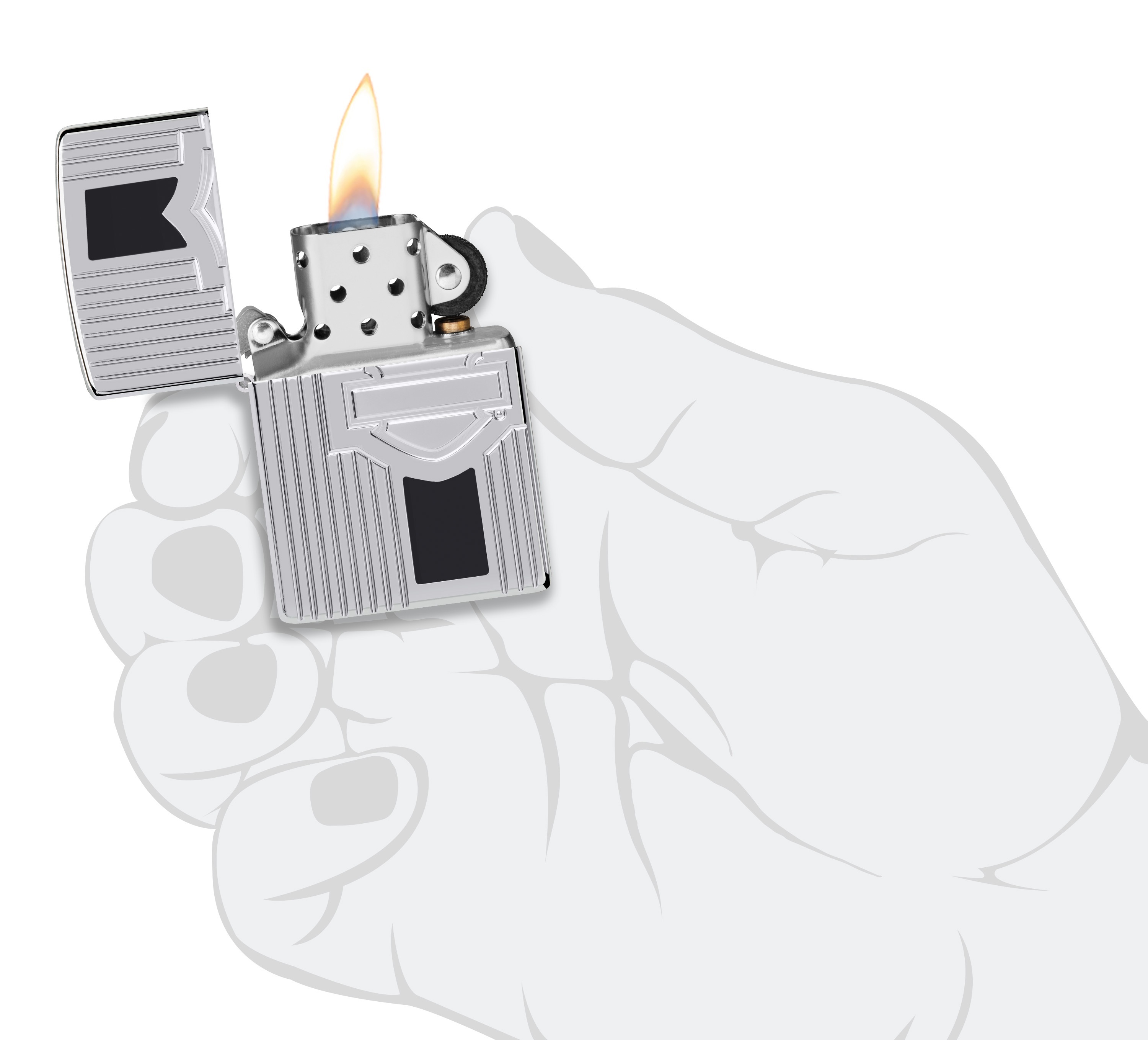 Front shot of Zippo Bejeweled Beetle Design High Polish Brass Windproof Lighter standing at a 3/4 angle.