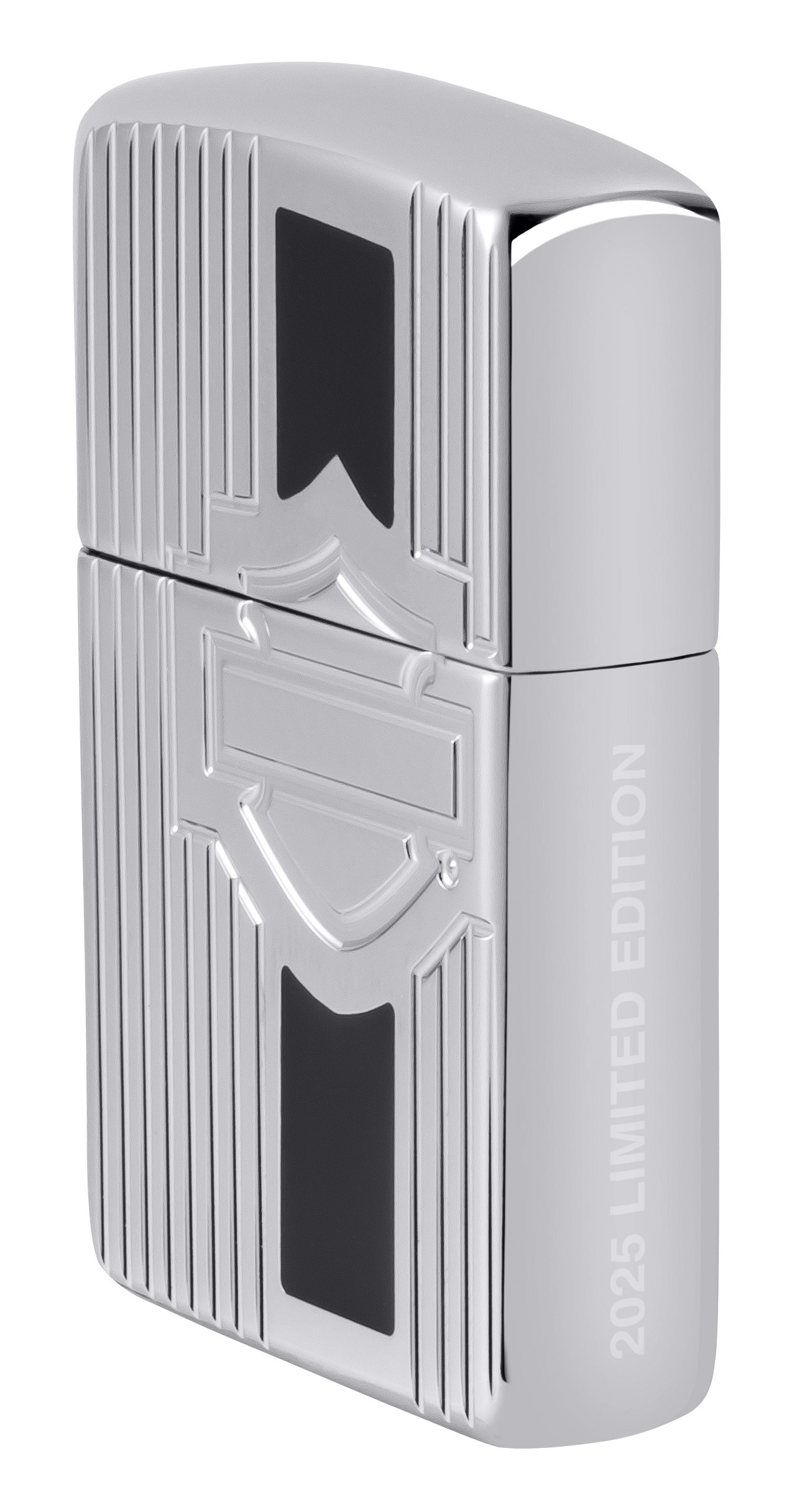 Front shot of Zippo Bejeweled Beetle Design High Polish Brass Windproof Lighter standing at a 3/4 angle.