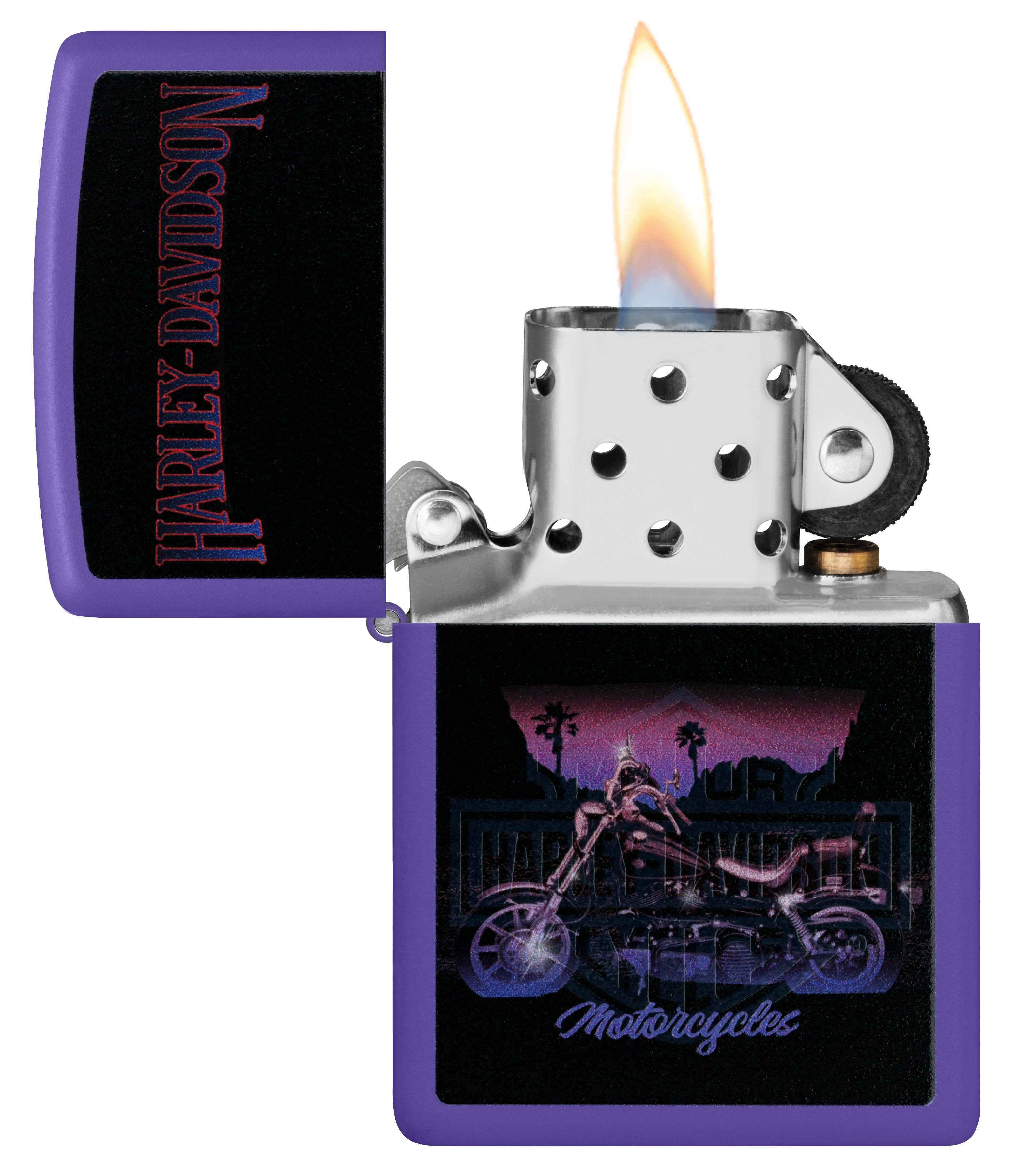 Front shot of Zippo Bejeweled Beetle Design High Polish Brass Windproof Lighter standing at a 3/4 angle.