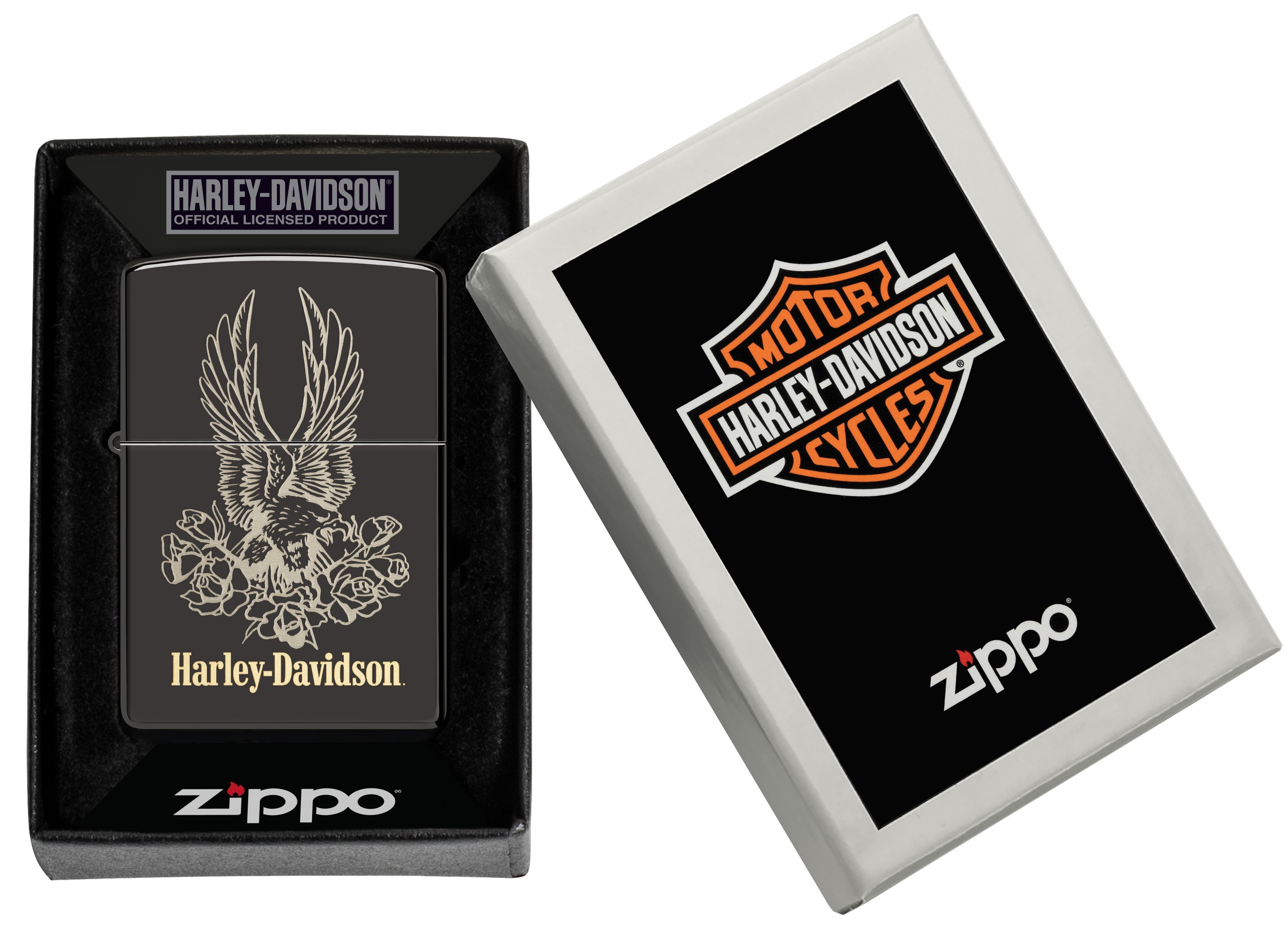 Front shot of Zippo Bejeweled Beetle Design High Polish Brass Windproof Lighter standing at a 3/4 angle.