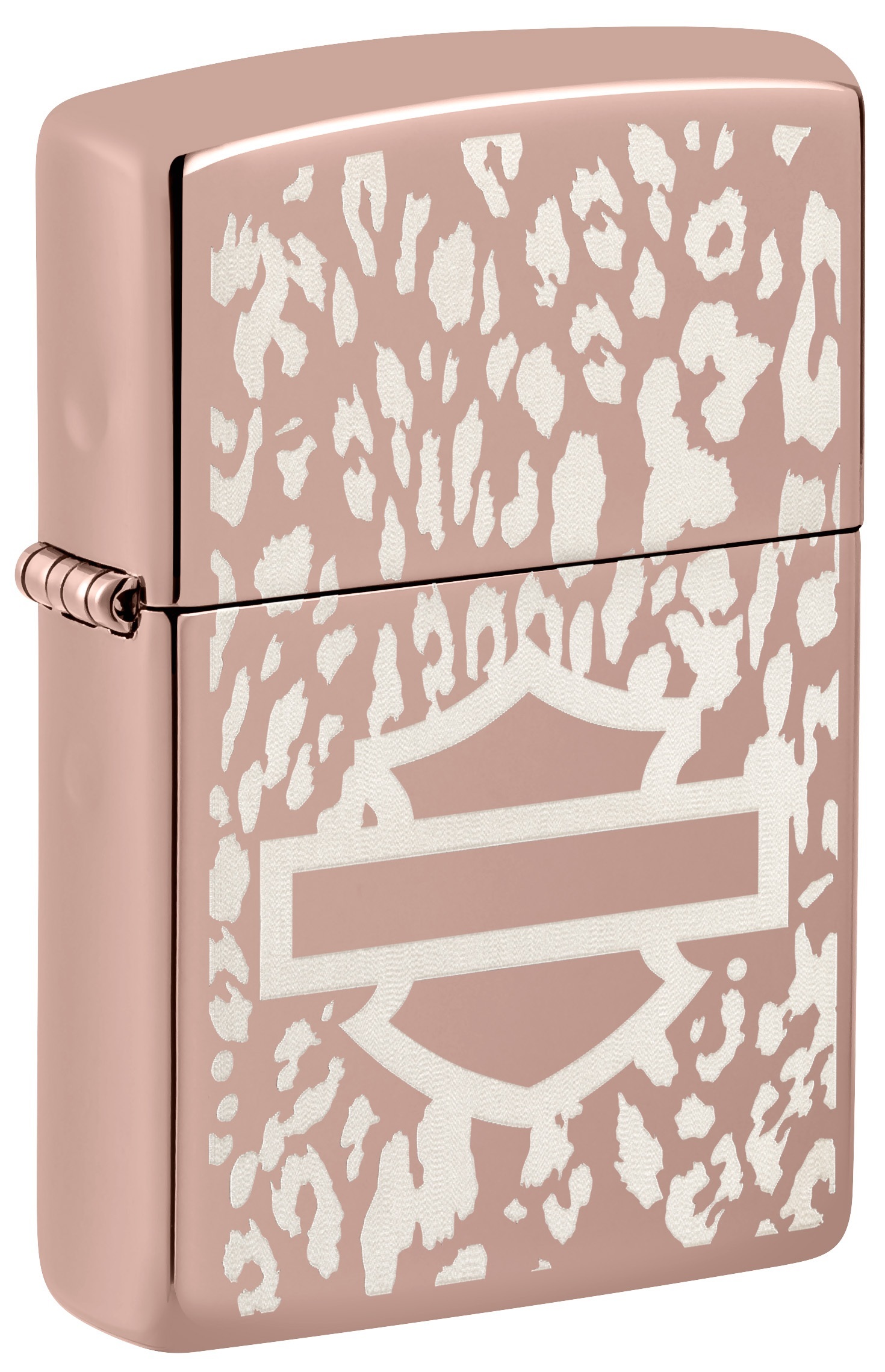 Front shot of Zippo Bejeweled Beetle Design High Polish Brass Windproof Lighter standing at a 3/4 angle.