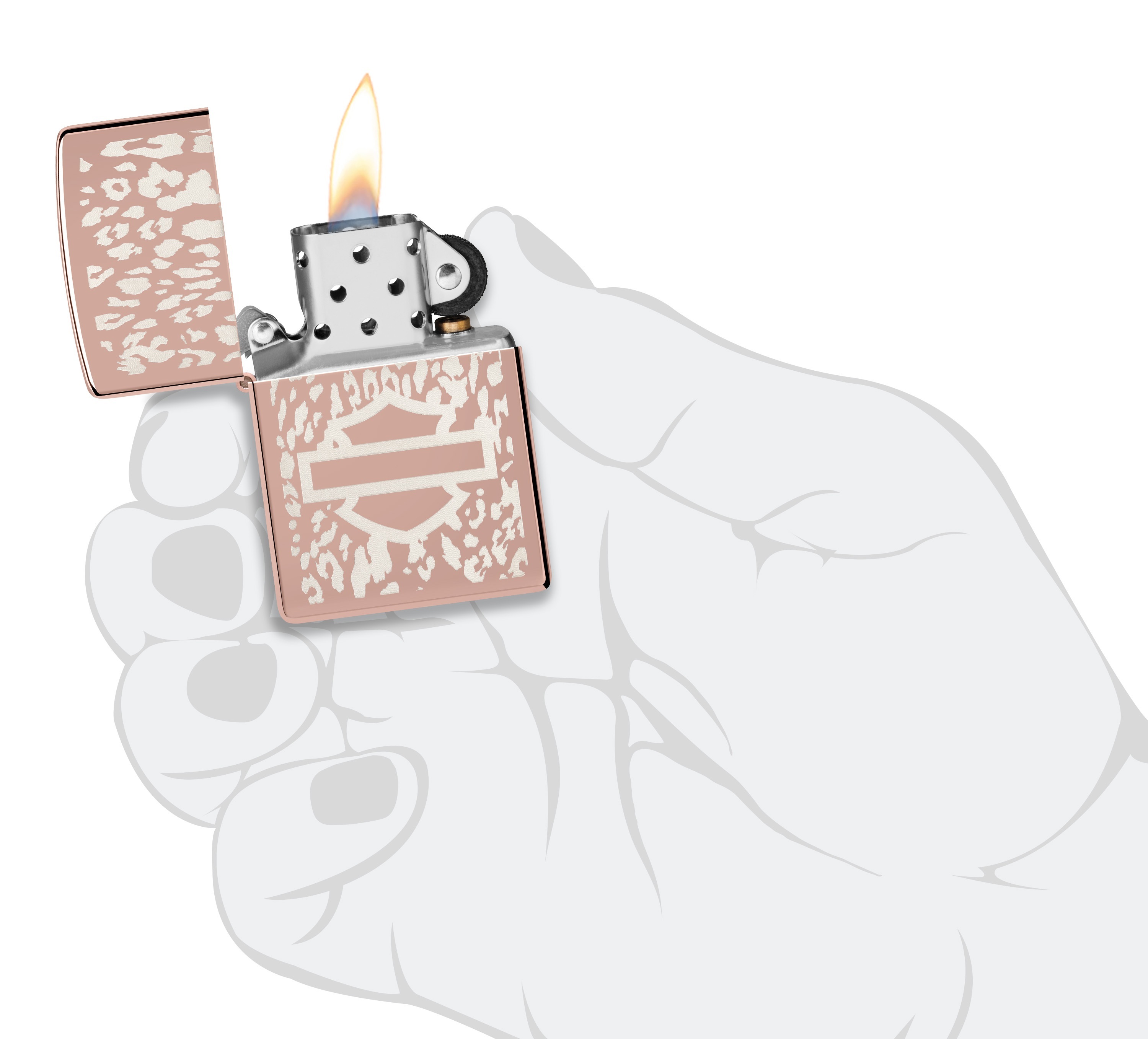 Front shot of Zippo Bejeweled Beetle Design High Polish Brass Windproof Lighter standing at a 3/4 angle.