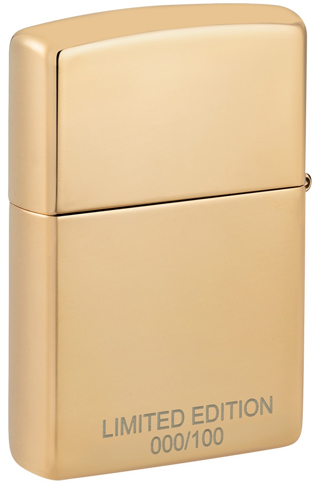 Front shot of Zippo Bejeweled Beetle Design High Polish Brass Windproof Lighter standing at a 3/4 angle.