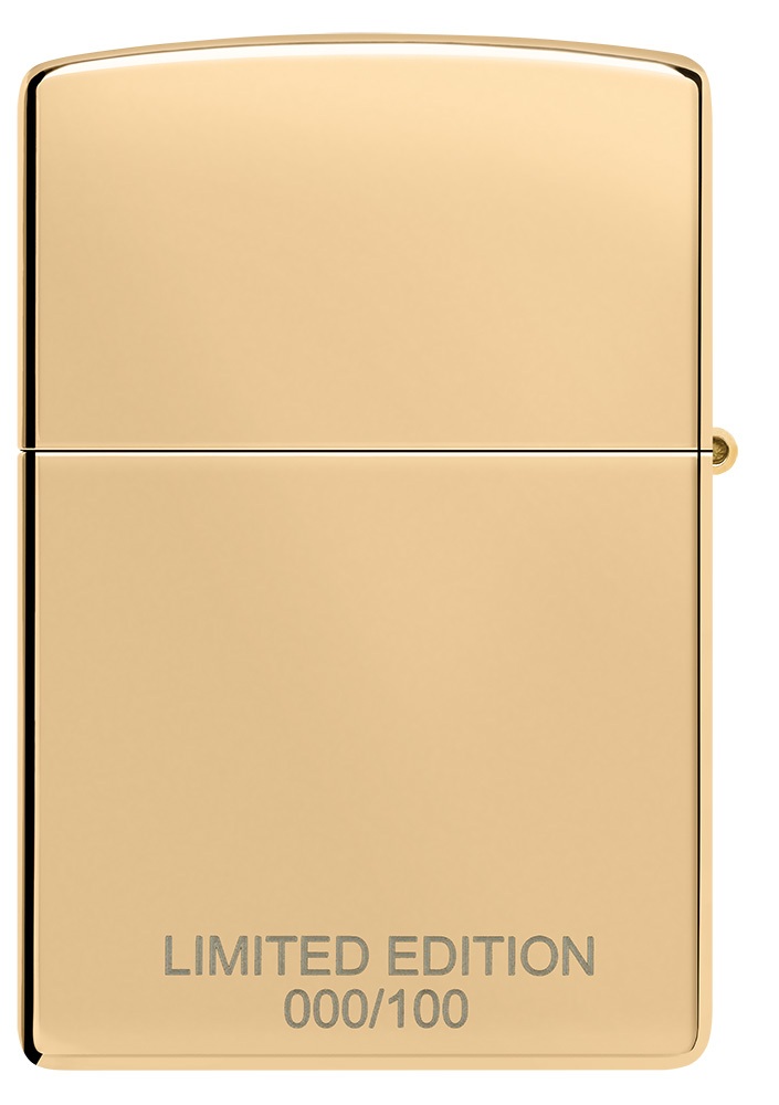 Front shot of Zippo Bejeweled Beetle Design High Polish Brass Windproof Lighter standing at a 3/4 angle.