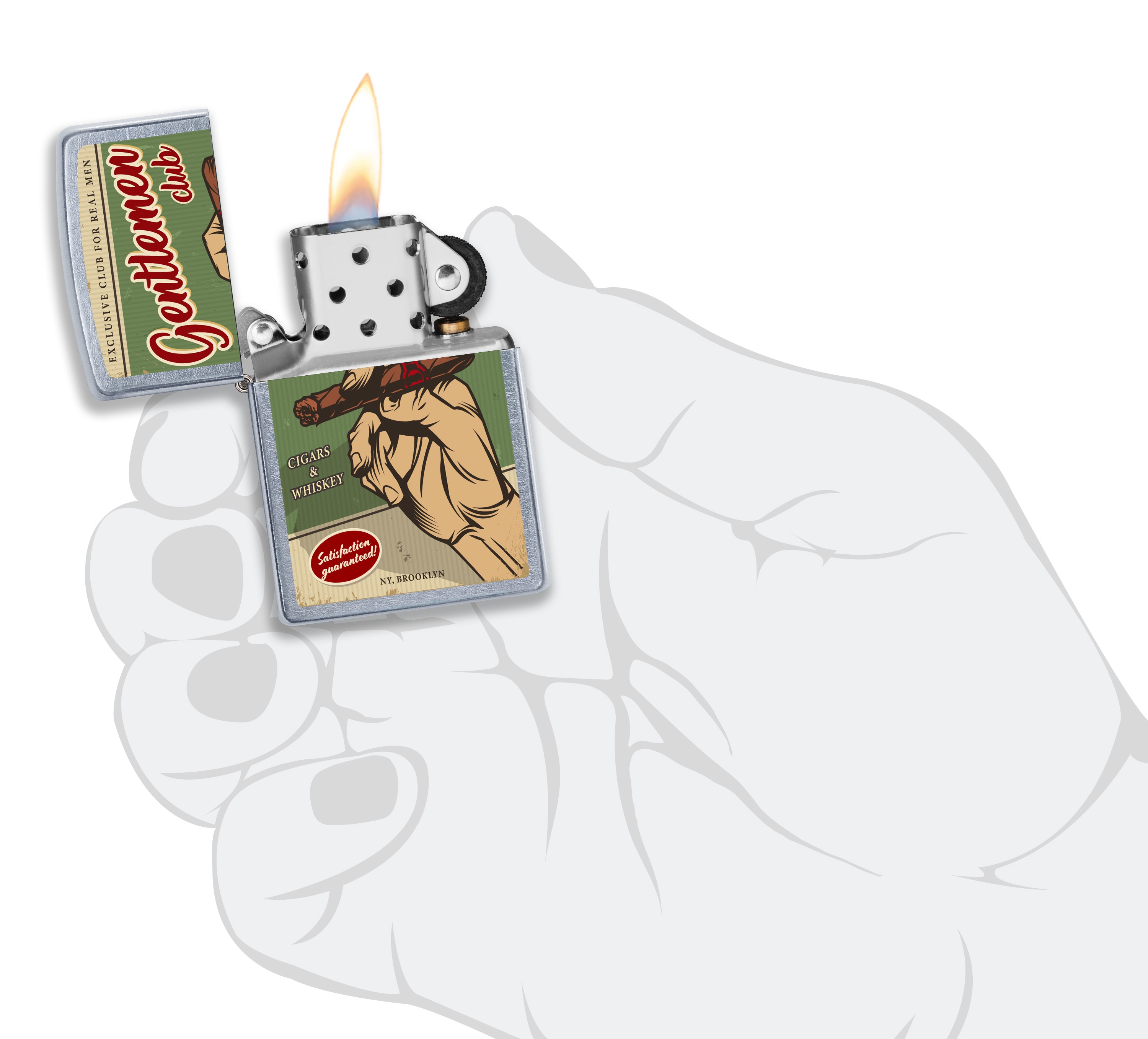Front shot of Zippo Bejeweled Beetle Design High Polish Brass Windproof Lighter standing at a 3/4 angle.