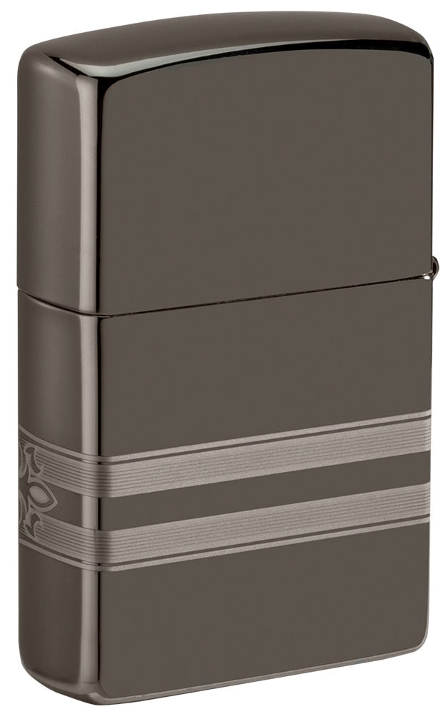 Front shot of Zippo Bejeweled Beetle Design High Polish Brass Windproof Lighter standing at a 3/4 angle.