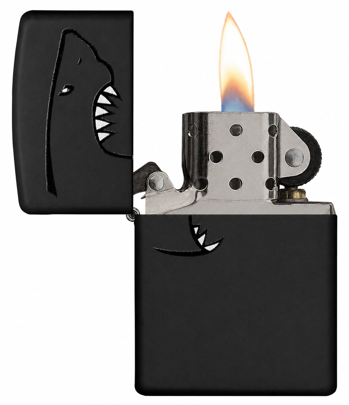 Front shot of Zippo Bejeweled Beetle Design High Polish Brass Windproof Lighter standing at a 3/4 angle.