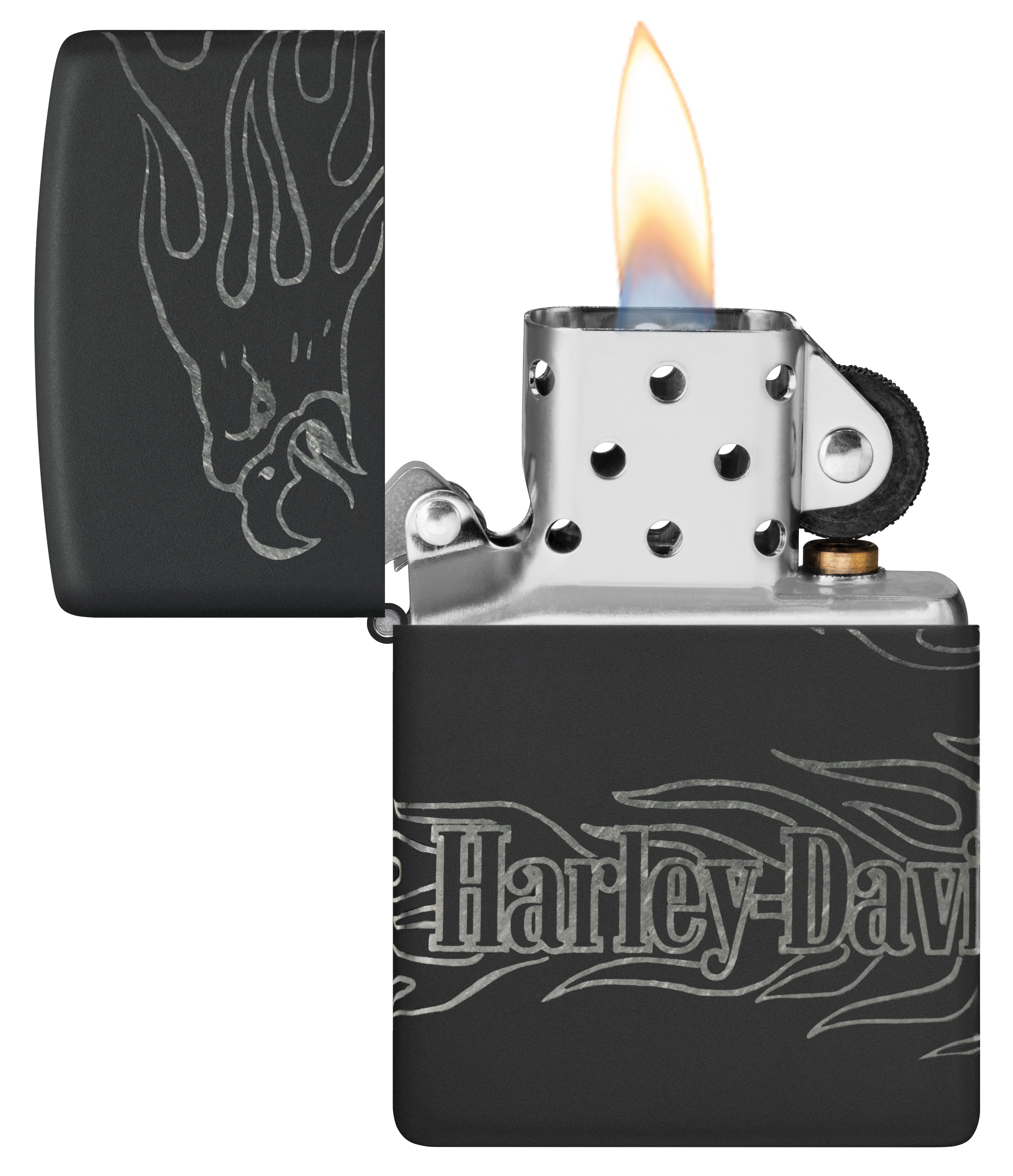 Front shot of Zippo Bejeweled Beetle Design High Polish Brass Windproof Lighter standing at a 3/4 angle.