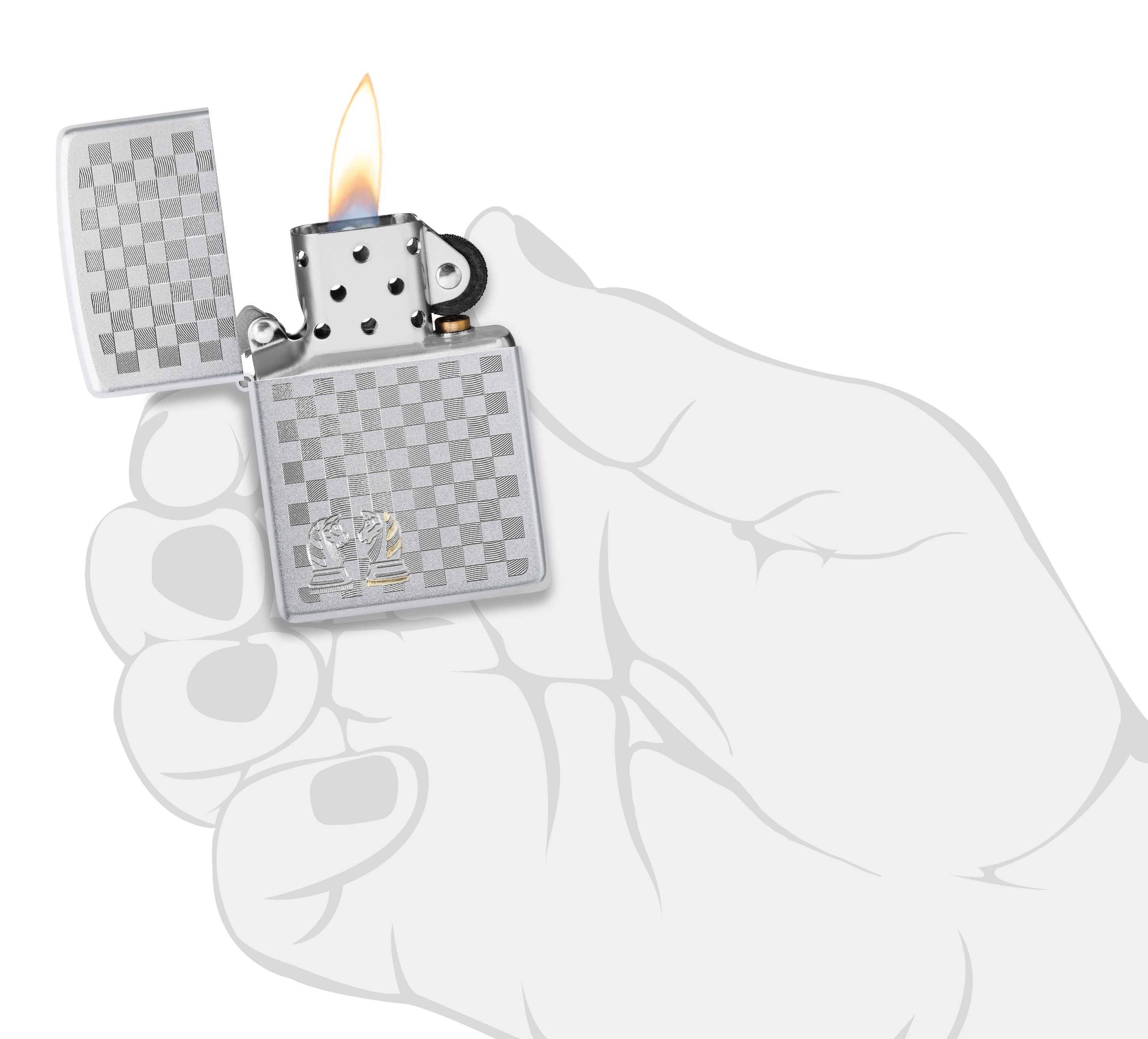 Front shot of Zippo Bejeweled Beetle Design High Polish Brass Windproof Lighter standing at a 3/4 angle.