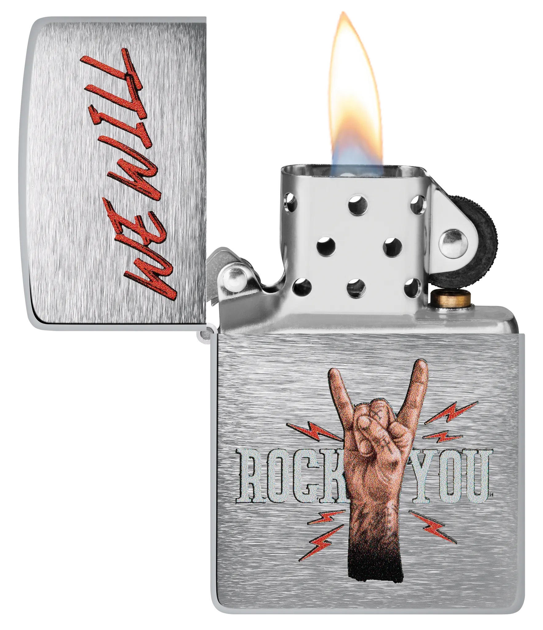 Front shot of Zippo Bejeweled Beetle Design High Polish Brass Windproof Lighter standing at a 3/4 angle.