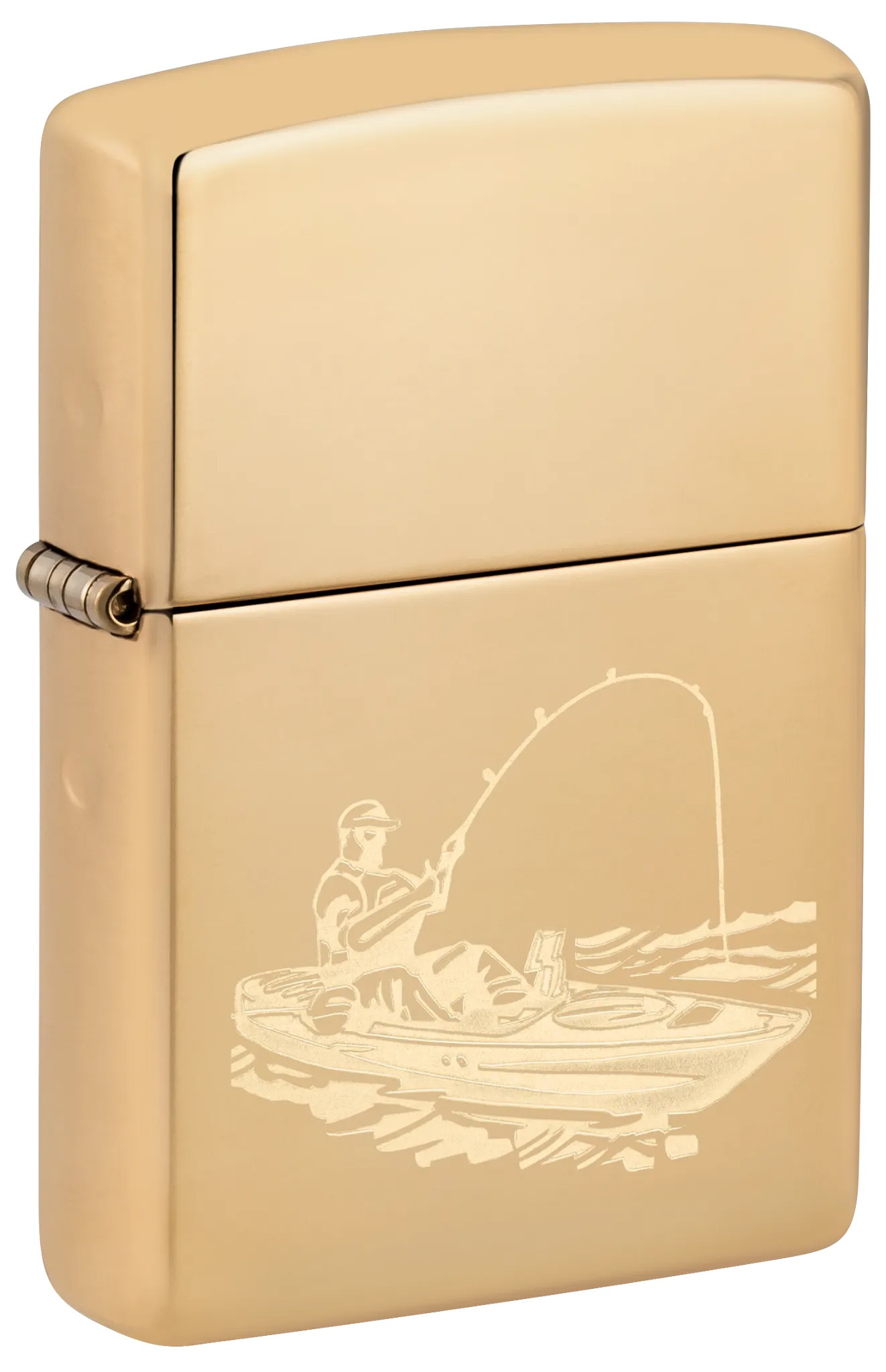 Front shot of Zippo Bejeweled Beetle Design High Polish Brass Windproof Lighter standing at a 3/4 angle.
