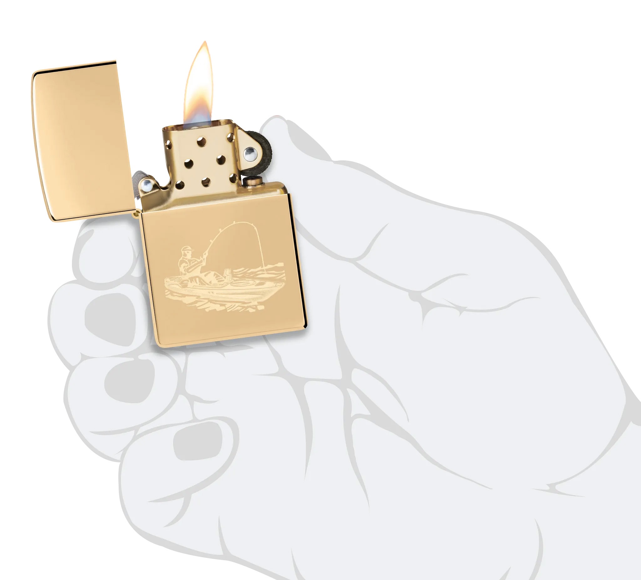 Front shot of Zippo Bejeweled Beetle Design High Polish Brass Windproof Lighter standing at a 3/4 angle.