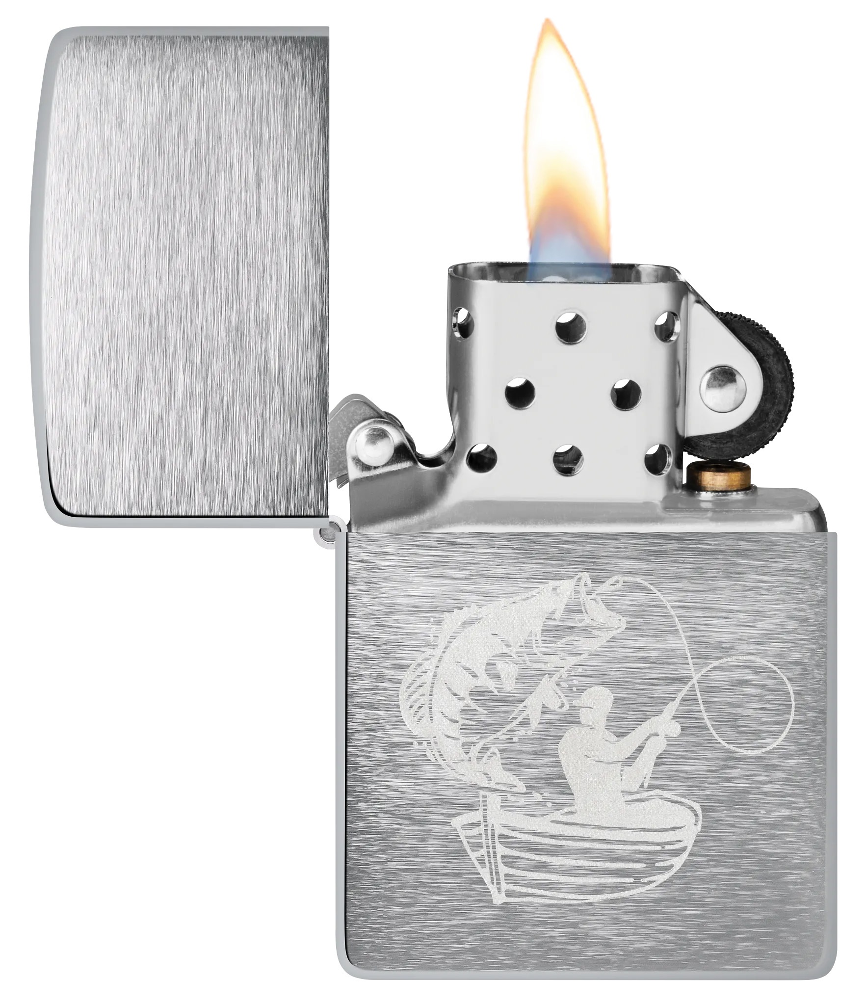 Front shot of Zippo Bejeweled Beetle Design High Polish Brass Windproof Lighter standing at a 3/4 angle.
