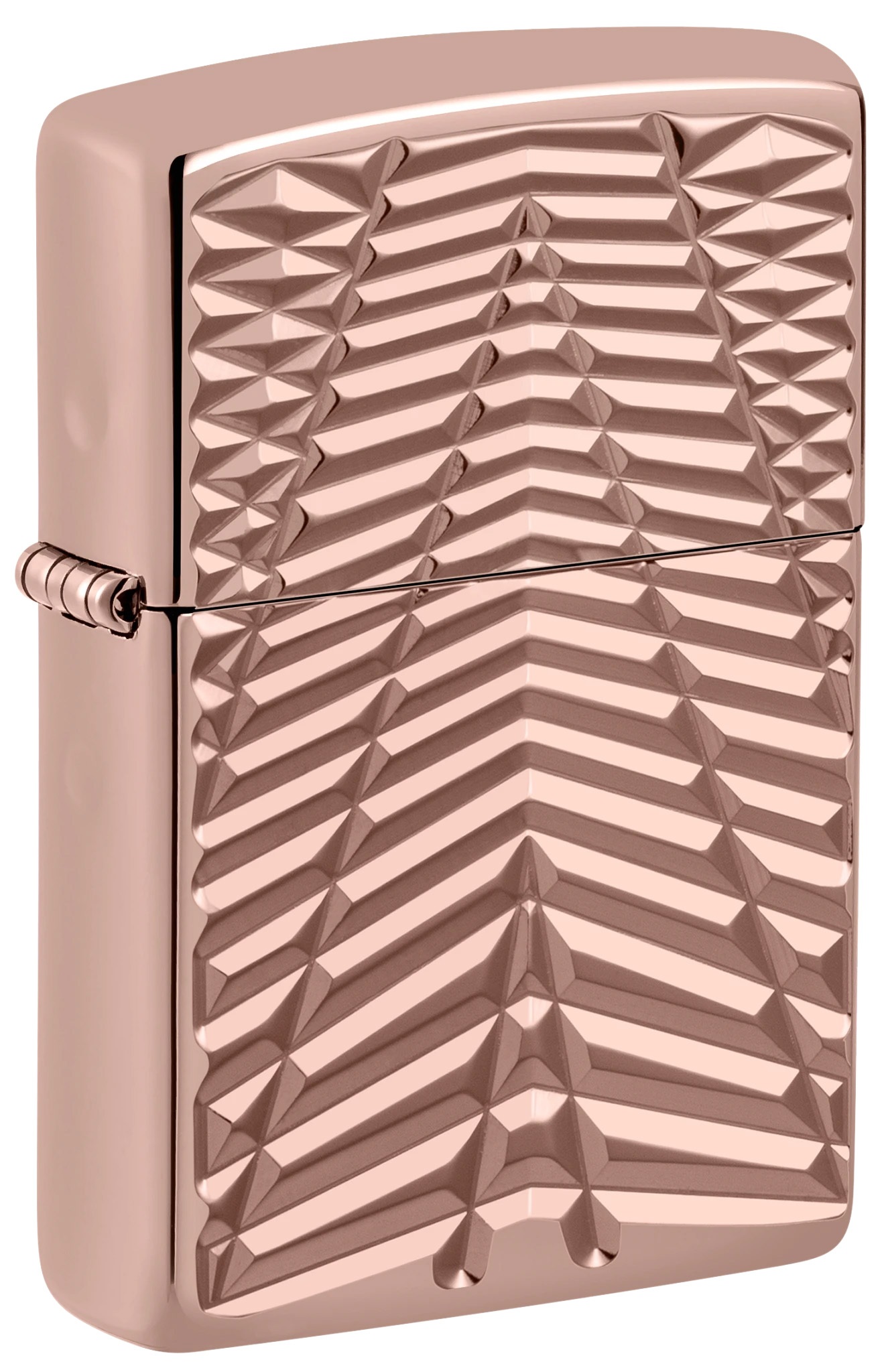 Front shot of Zippo Bejeweled Beetle Design High Polish Brass Windproof Lighter standing at a 3/4 angle.
