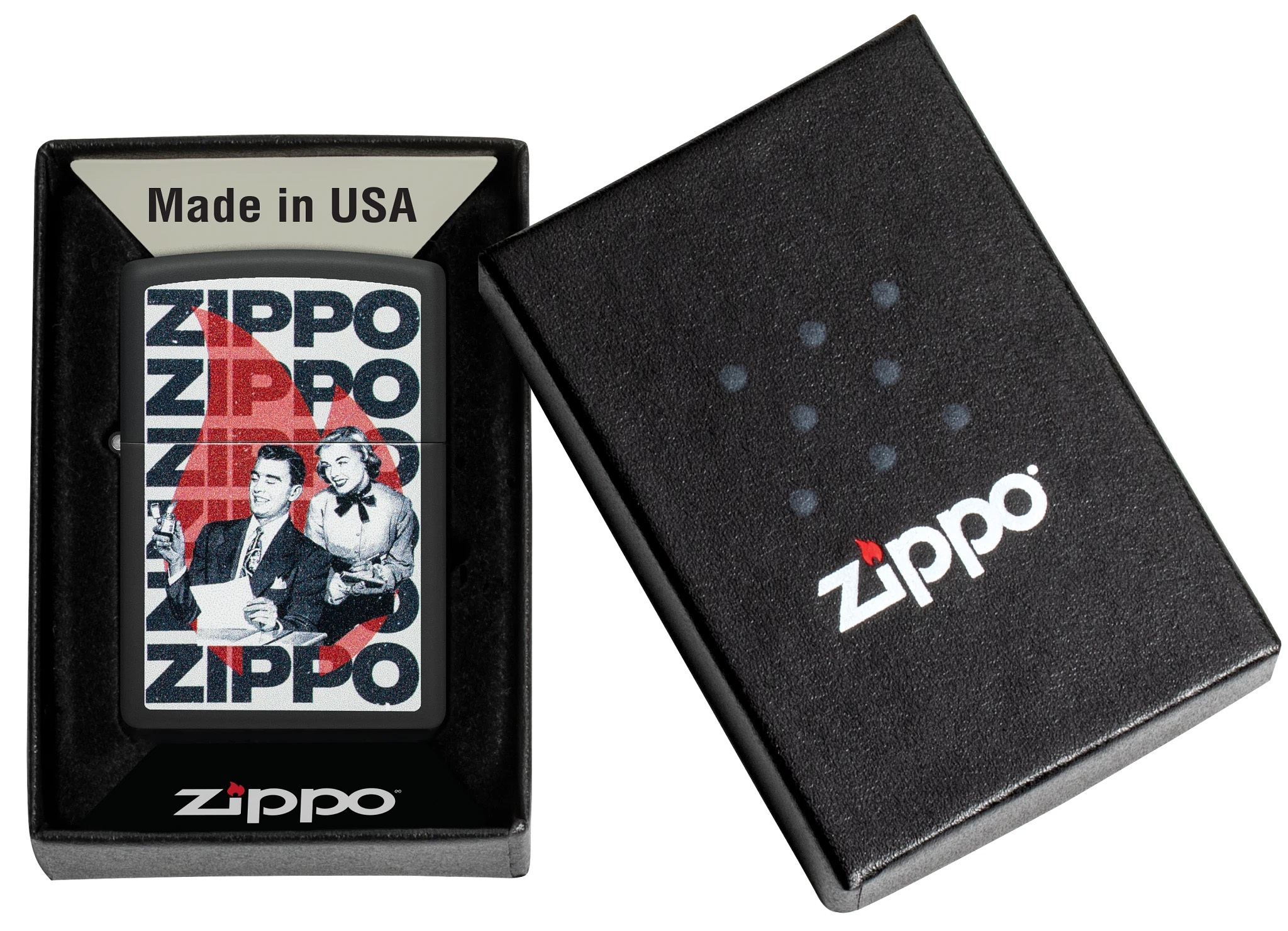 Front shot of Zippo Bejeweled Beetle Design High Polish Brass Windproof Lighter standing at a 3/4 angle.