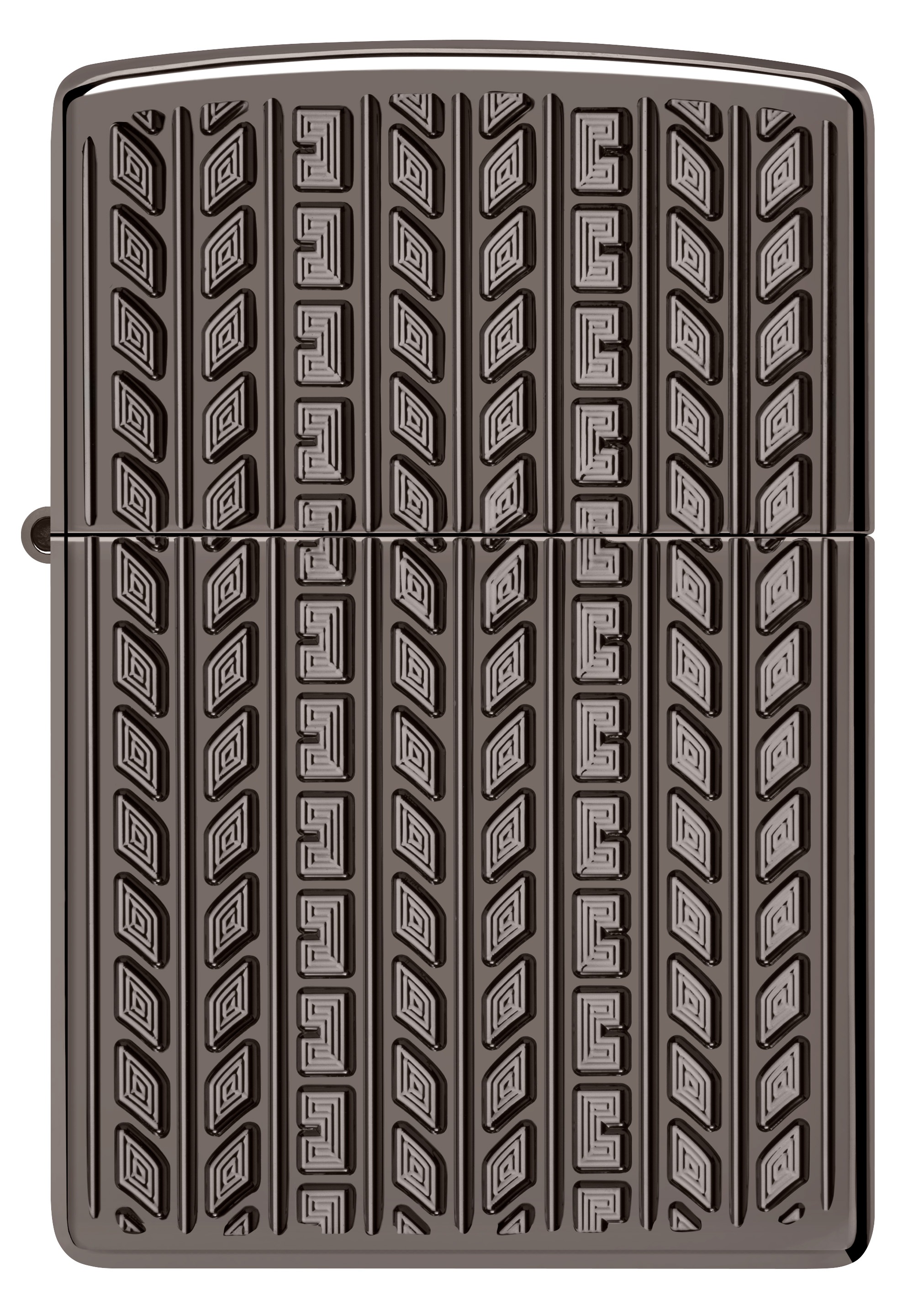 Front shot of Zippo Bejeweled Beetle Design High Polish Brass Windproof Lighter standing at a 3/4 angle.