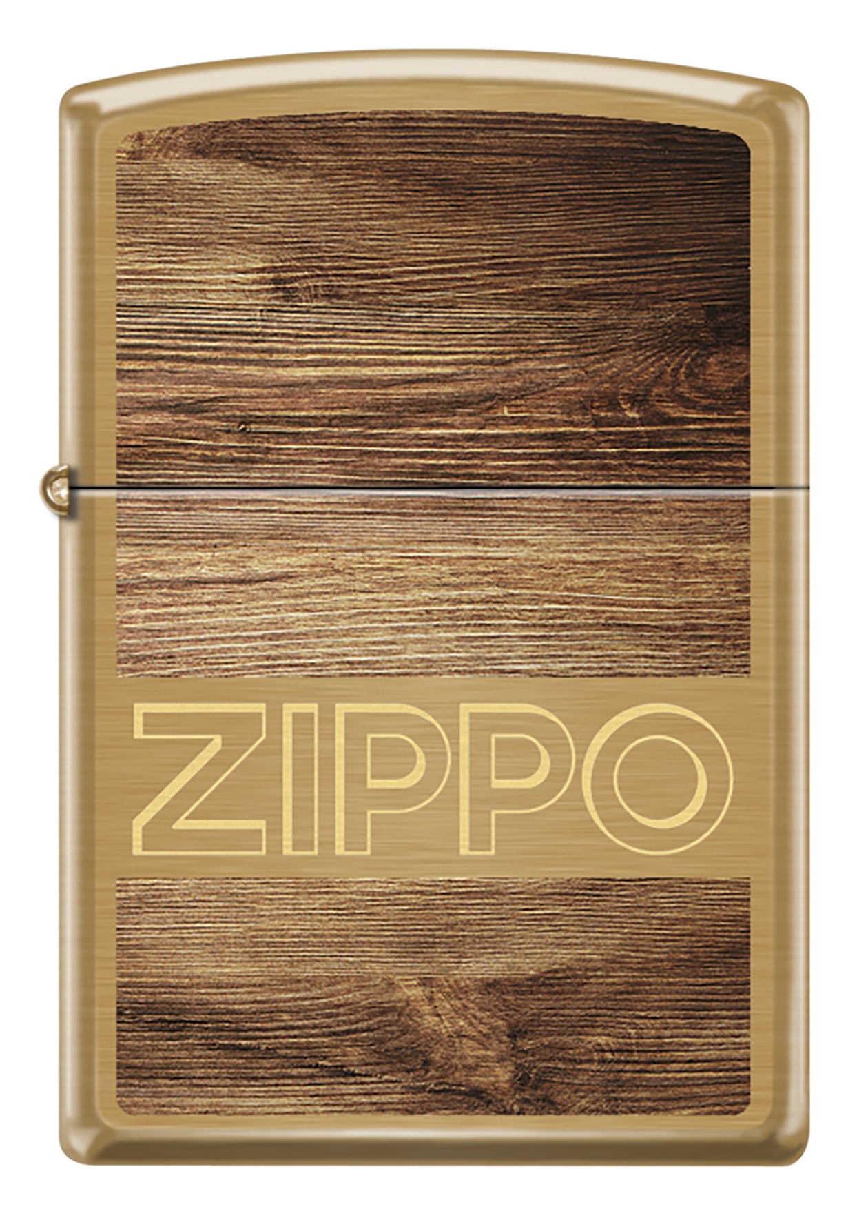 Front shot of Zippo Bejeweled Beetle Design High Polish Brass Windproof Lighter standing at a 3/4 angle.