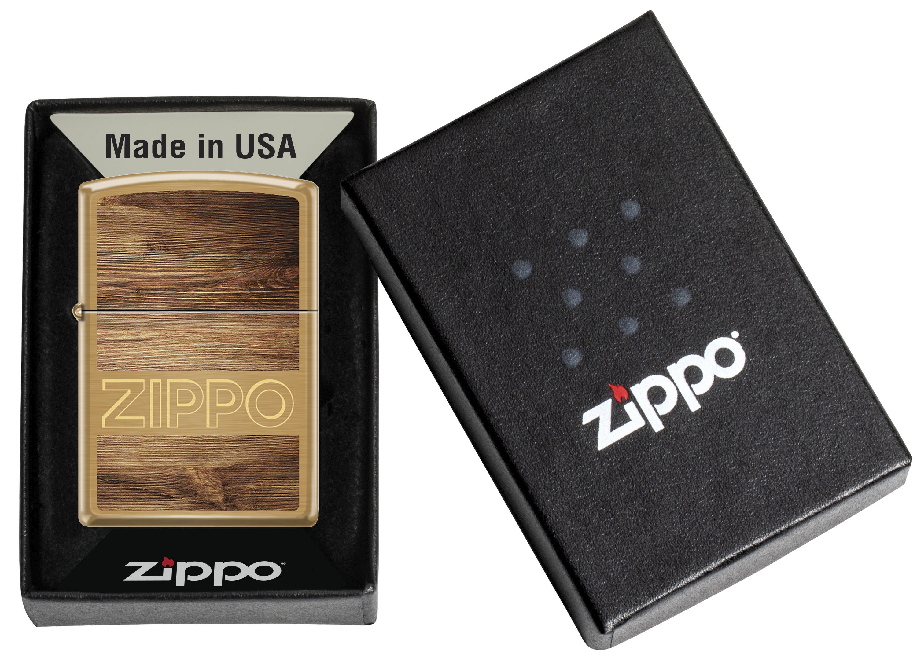 Front shot of Zippo Bejeweled Beetle Design High Polish Brass Windproof Lighter standing at a 3/4 angle.