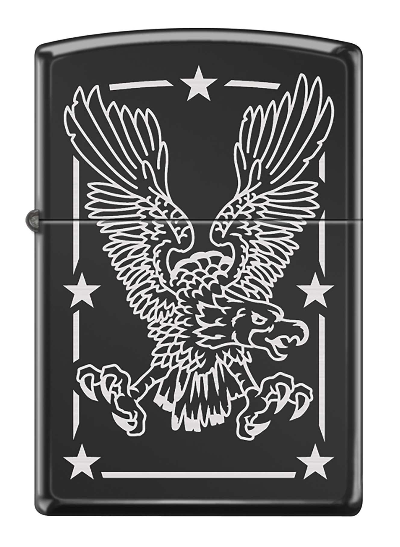 Front shot of Zippo Bejeweled Beetle Design High Polish Brass Windproof Lighter standing at a 3/4 angle.