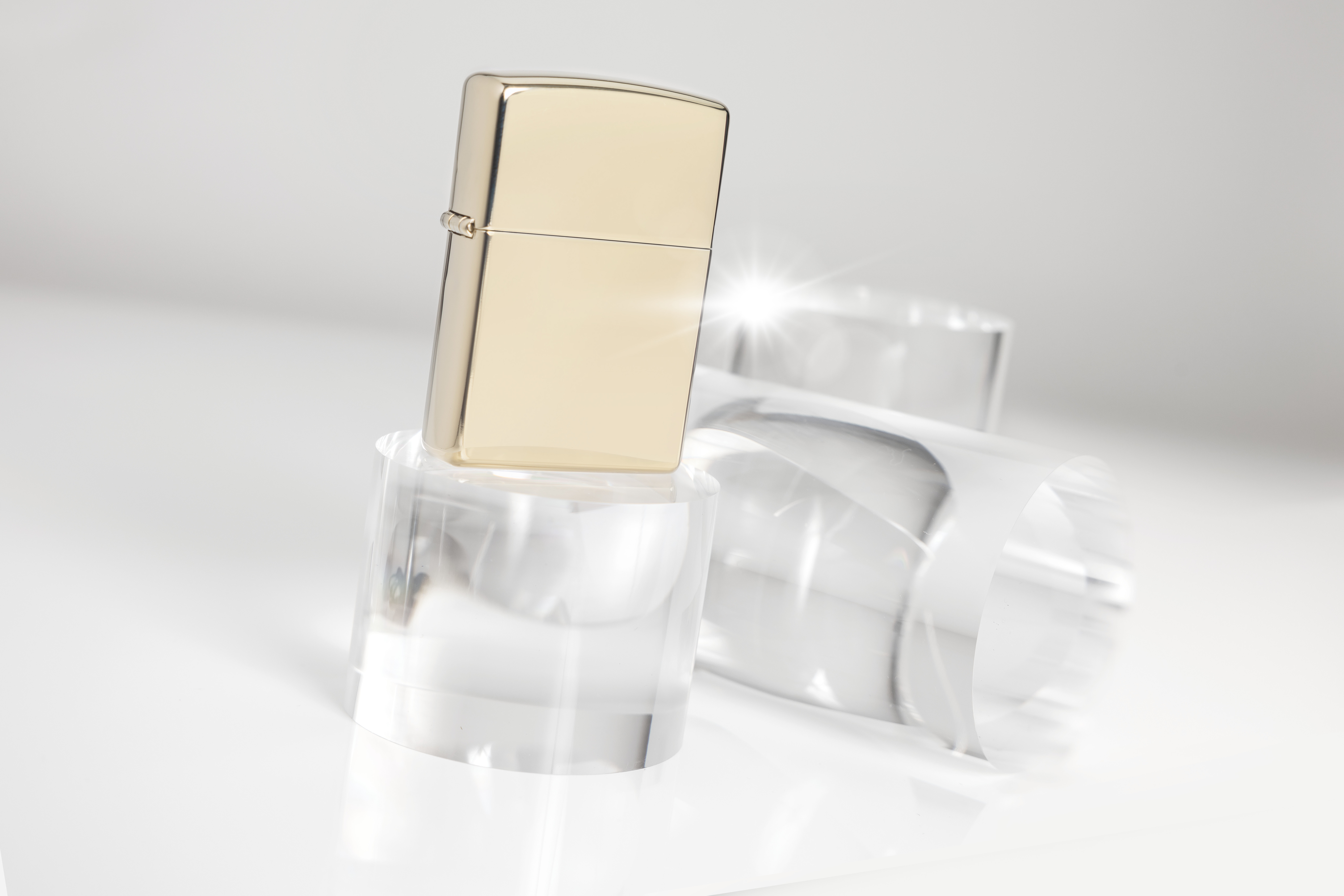 Front shot of Zippo Bejeweled Beetle Design High Polish Brass Windproof Lighter standing at a 3/4 angle.