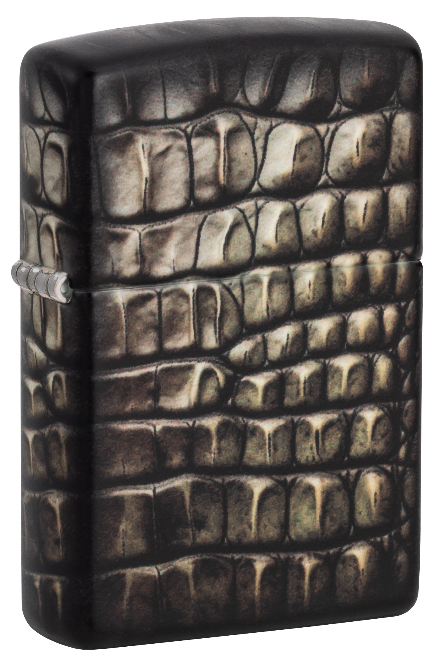 Front shot of Zippo Bejeweled Beetle Design High Polish Brass Windproof Lighter standing at a 3/4 angle.