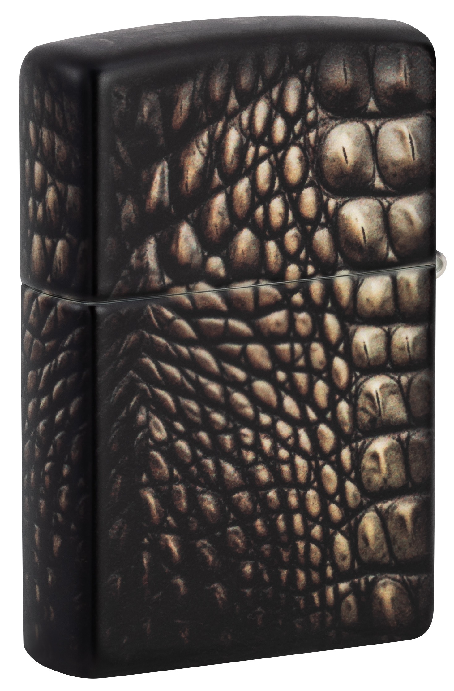 Front shot of Zippo Bejeweled Beetle Design High Polish Brass Windproof Lighter standing at a 3/4 angle.