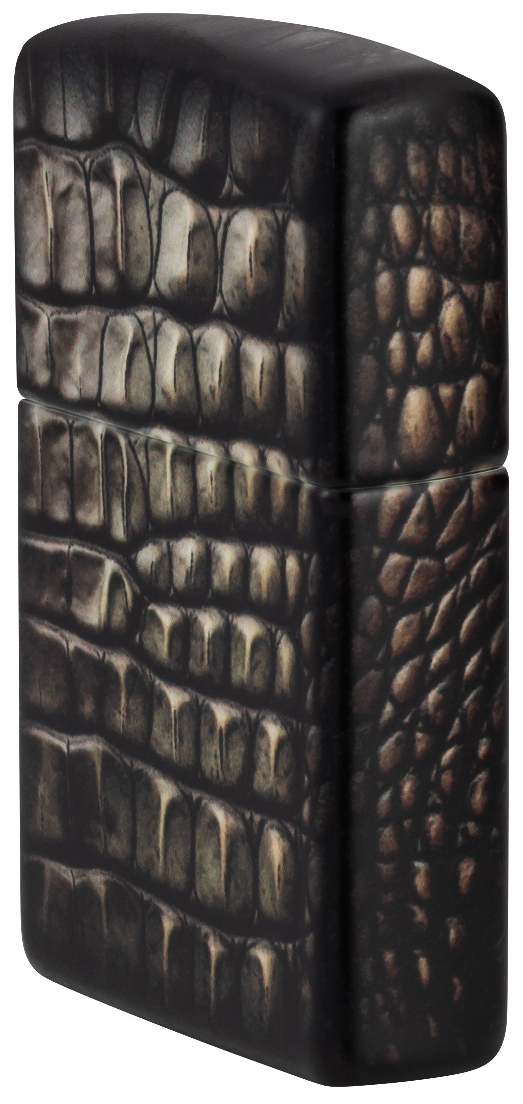 Front shot of Zippo Bejeweled Beetle Design High Polish Brass Windproof Lighter standing at a 3/4 angle.