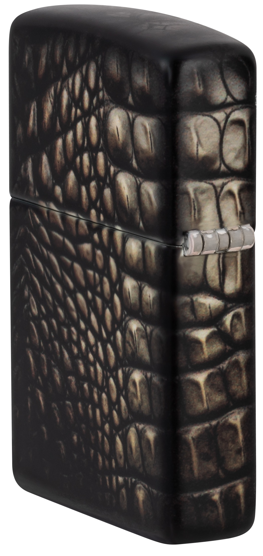 Front shot of Zippo Bejeweled Beetle Design High Polish Brass Windproof Lighter standing at a 3/4 angle.
