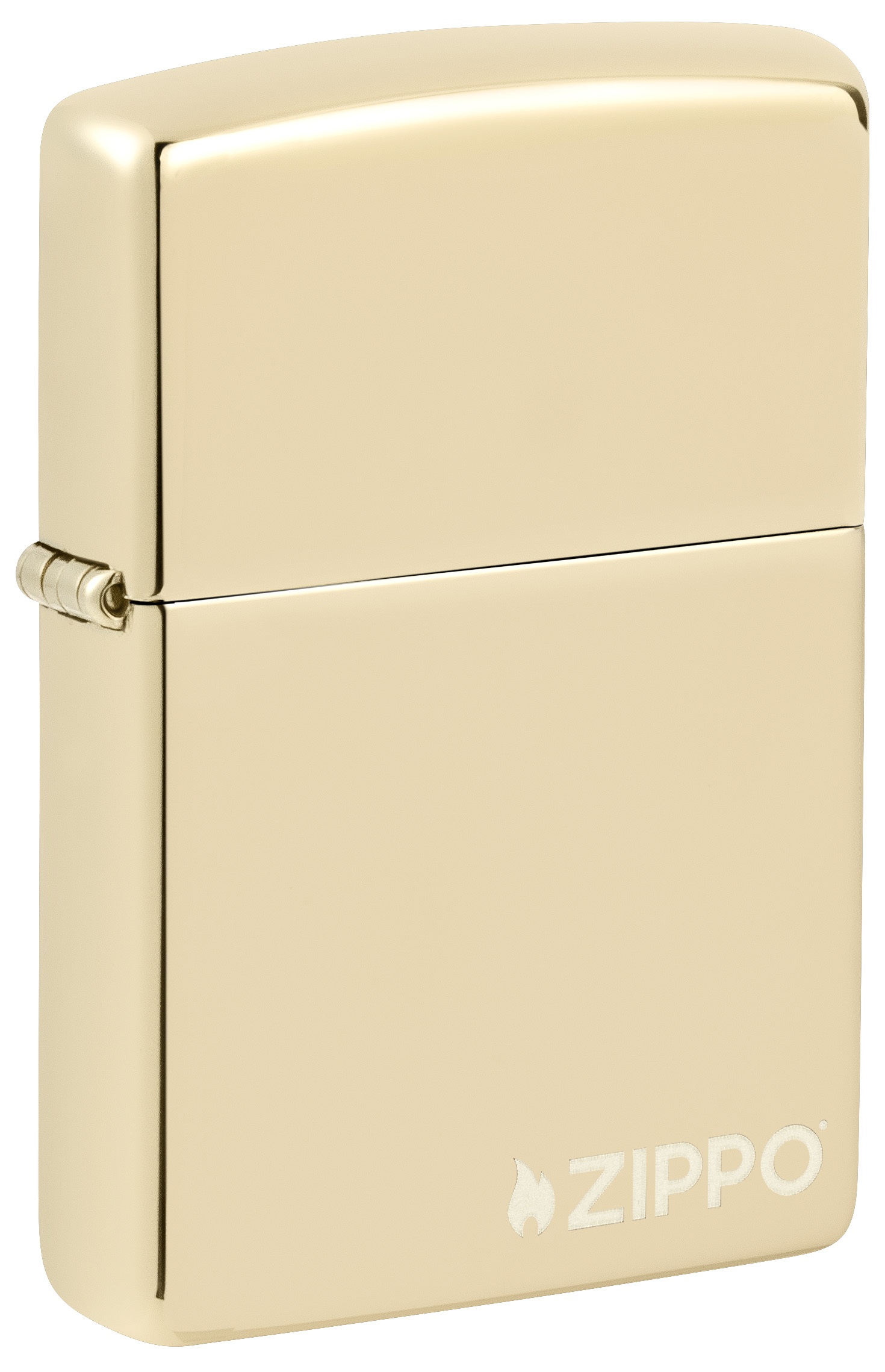 Front shot of Zippo Bejeweled Beetle Design High Polish Brass Windproof Lighter standing at a 3/4 angle.