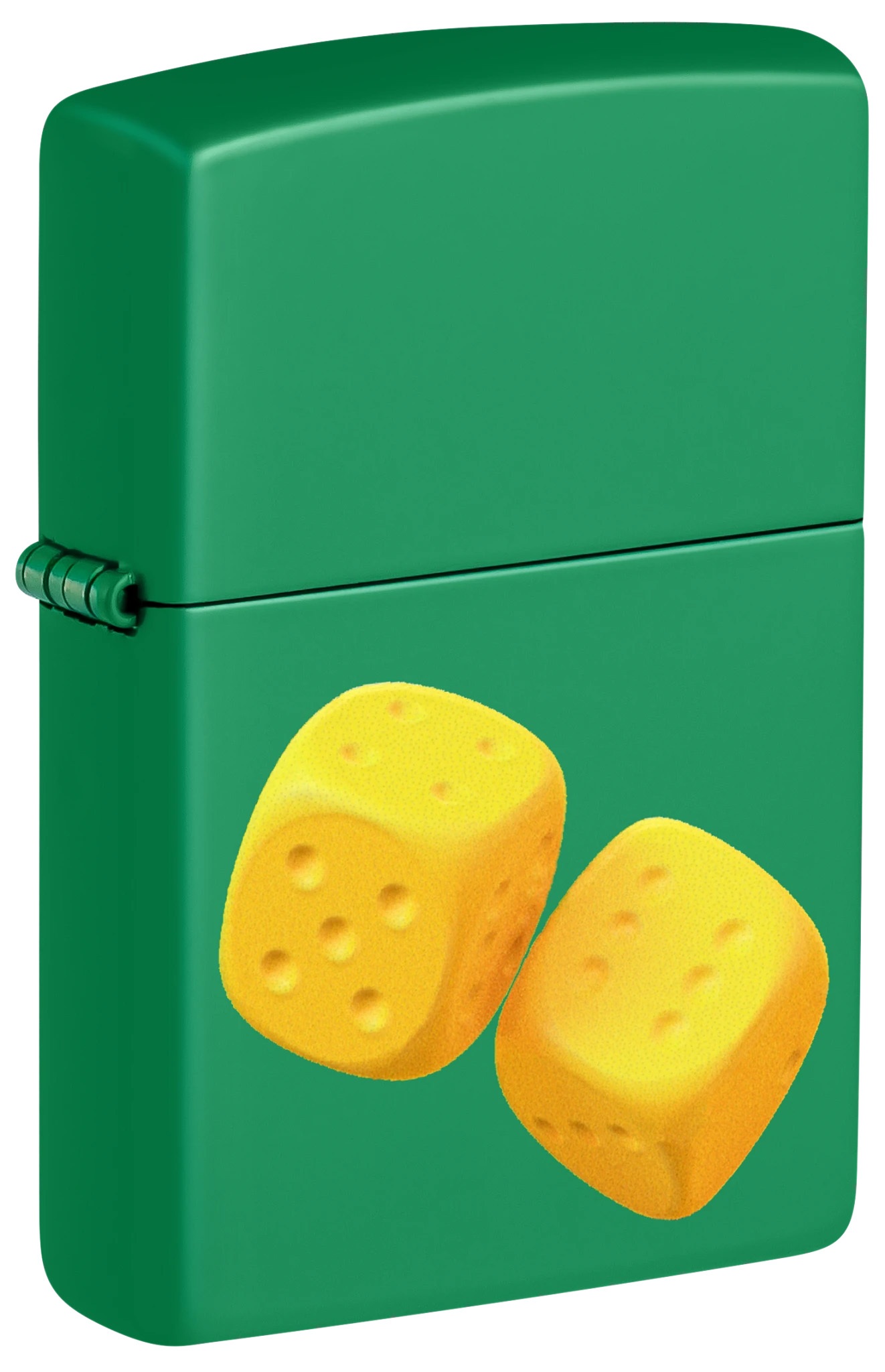 Front shot of Zippo Bejeweled Beetle Design High Polish Brass Windproof Lighter standing at a 3/4 angle.